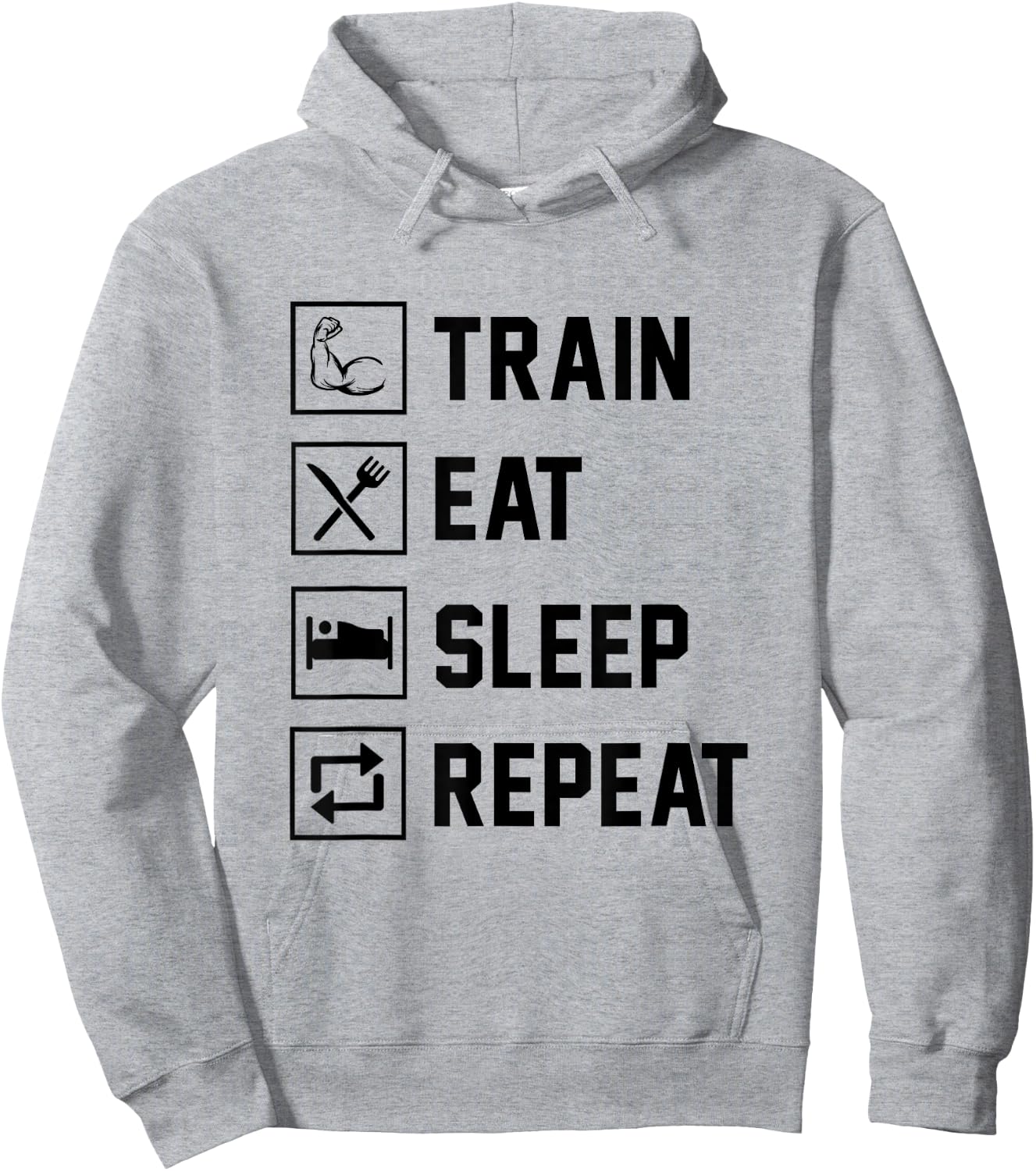 Train Eat Sleep Repeat Gym Fitness Building Muscle Sports Hoodie - Hoodie | Ash