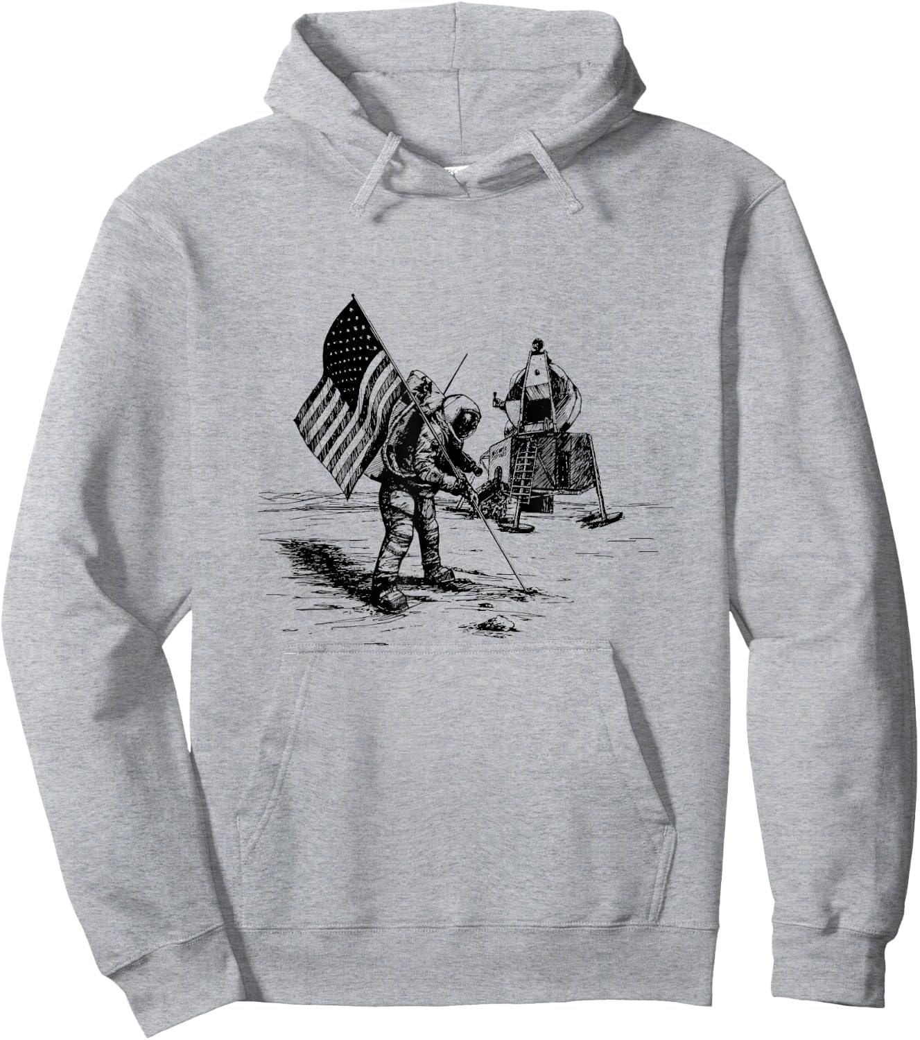 Vintage Apollo Moon Landing Artwork Hoodie - Hoodie | Ash