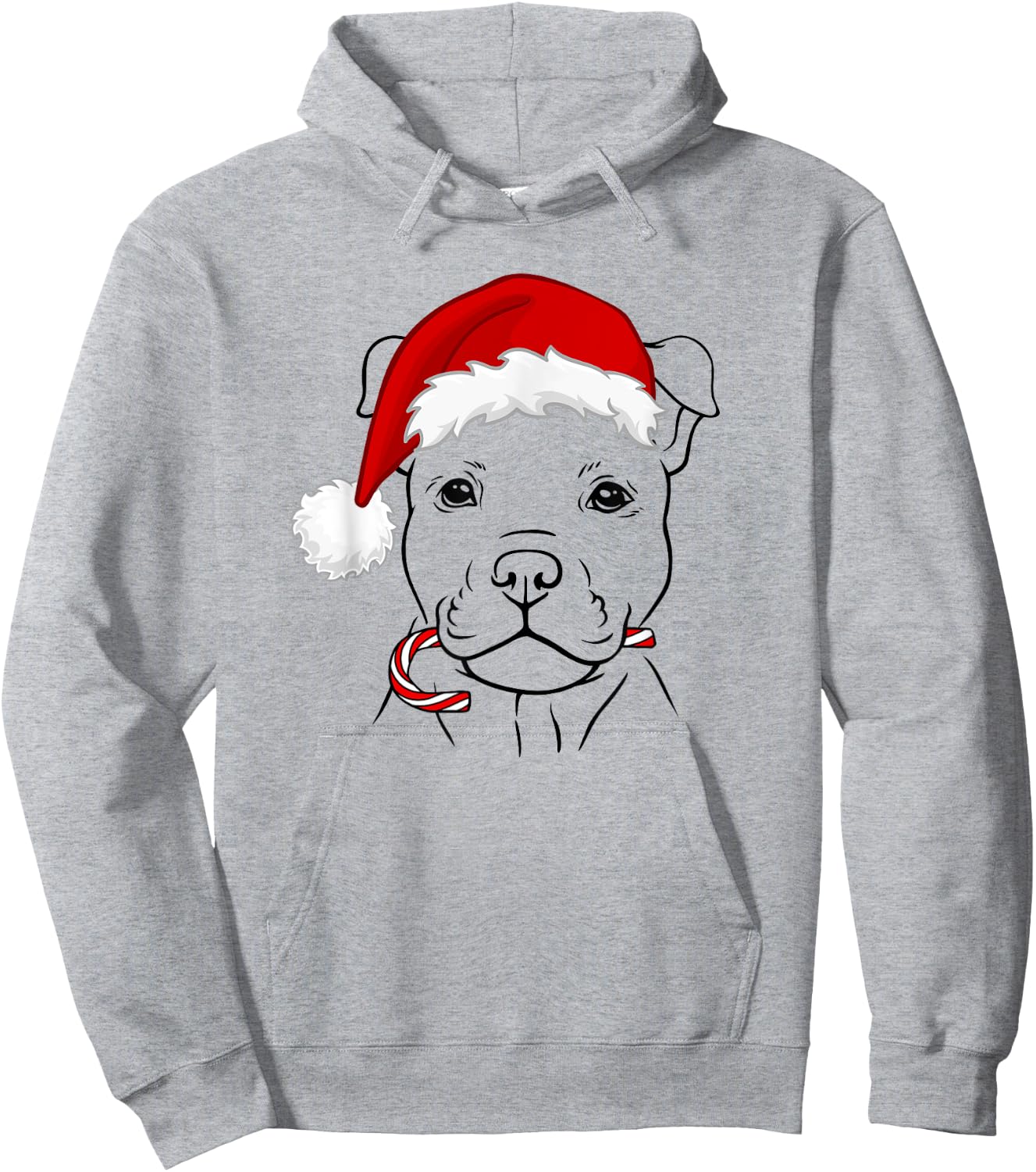 Christmas Puppy with Santa Hat and Candy Cane - Dog Lovers Men Women Kids Hoodie - Hoodie | Ash