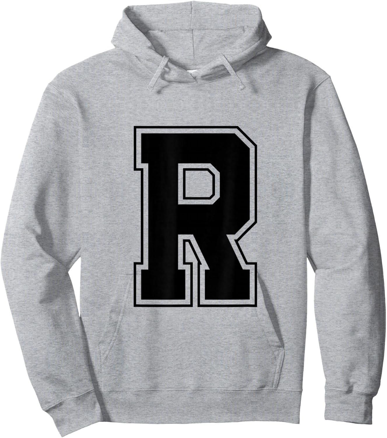Letter R Big Bold Capital Varsity Alphabet Monogram Hoodie - Hoodie | Ash