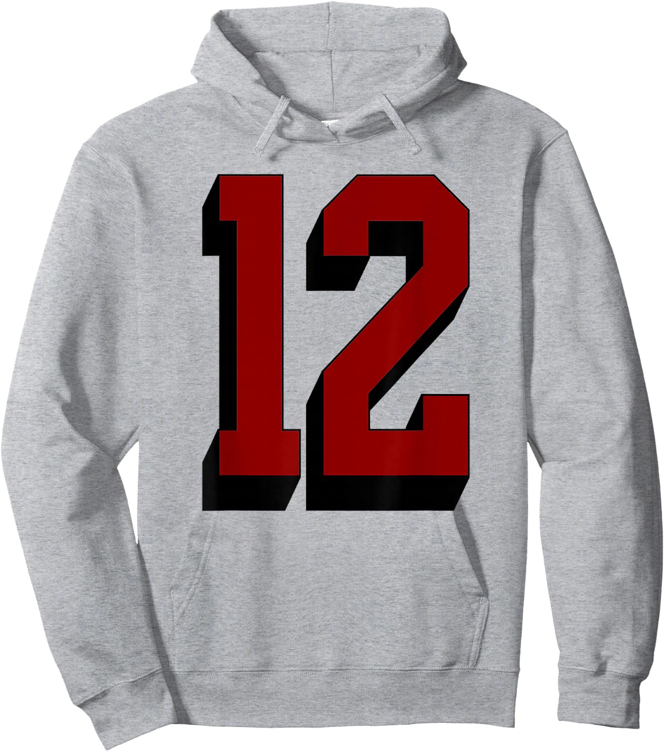 #12 Number 12 Varsity Fan Sports Team White Jersey Hoodie - Hoodie | Ash