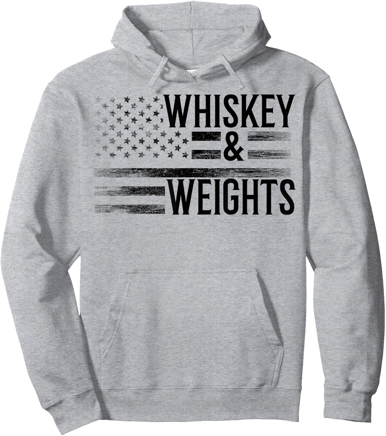 USA Flag Whisky Gym Workout - Whiskey And Weights Women Men Hoodie - Hoodie | Ash