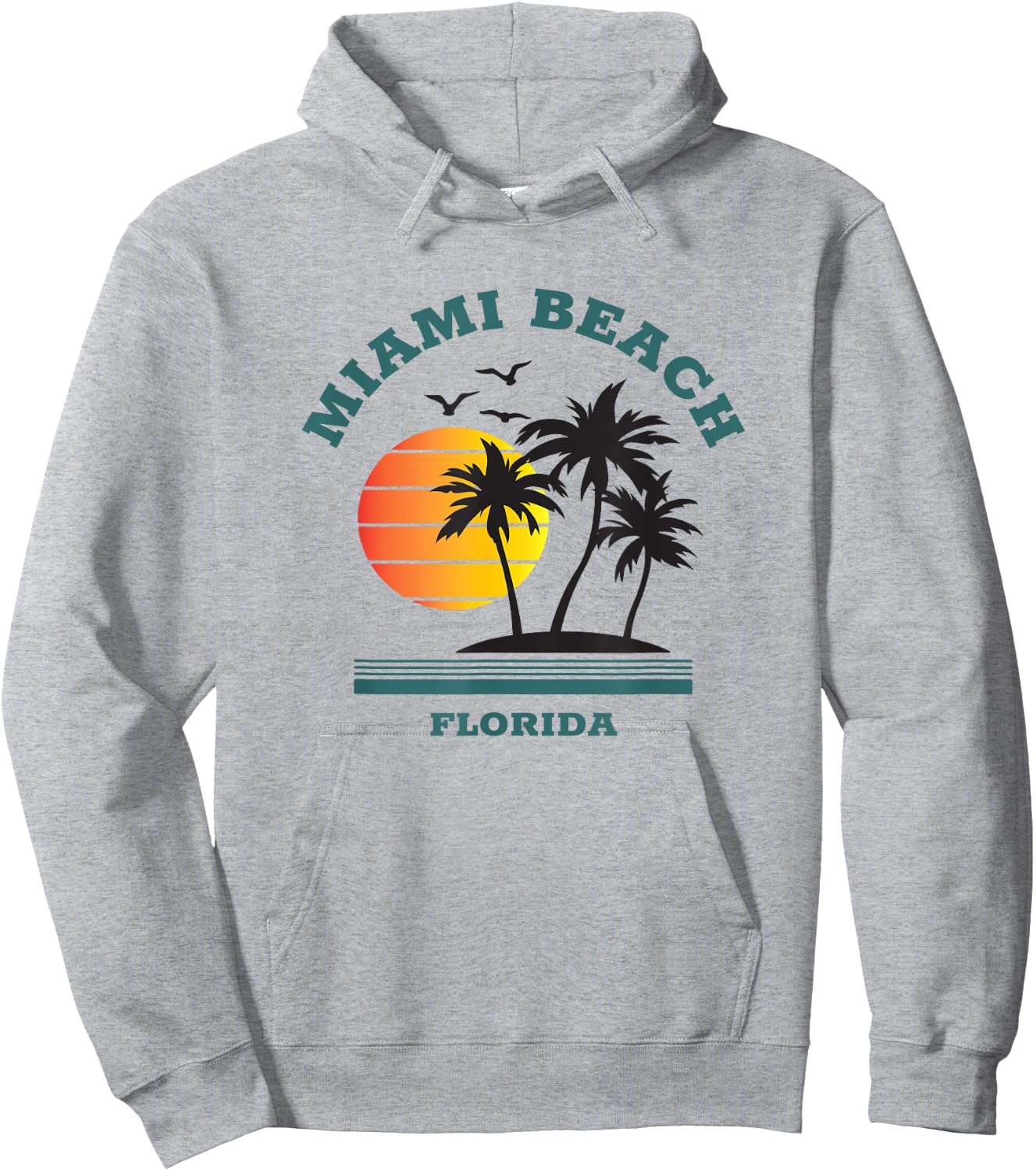 Retro Cool Miami Beach Florida Beaches Novelty Hoodie - Hoodie | Ash
