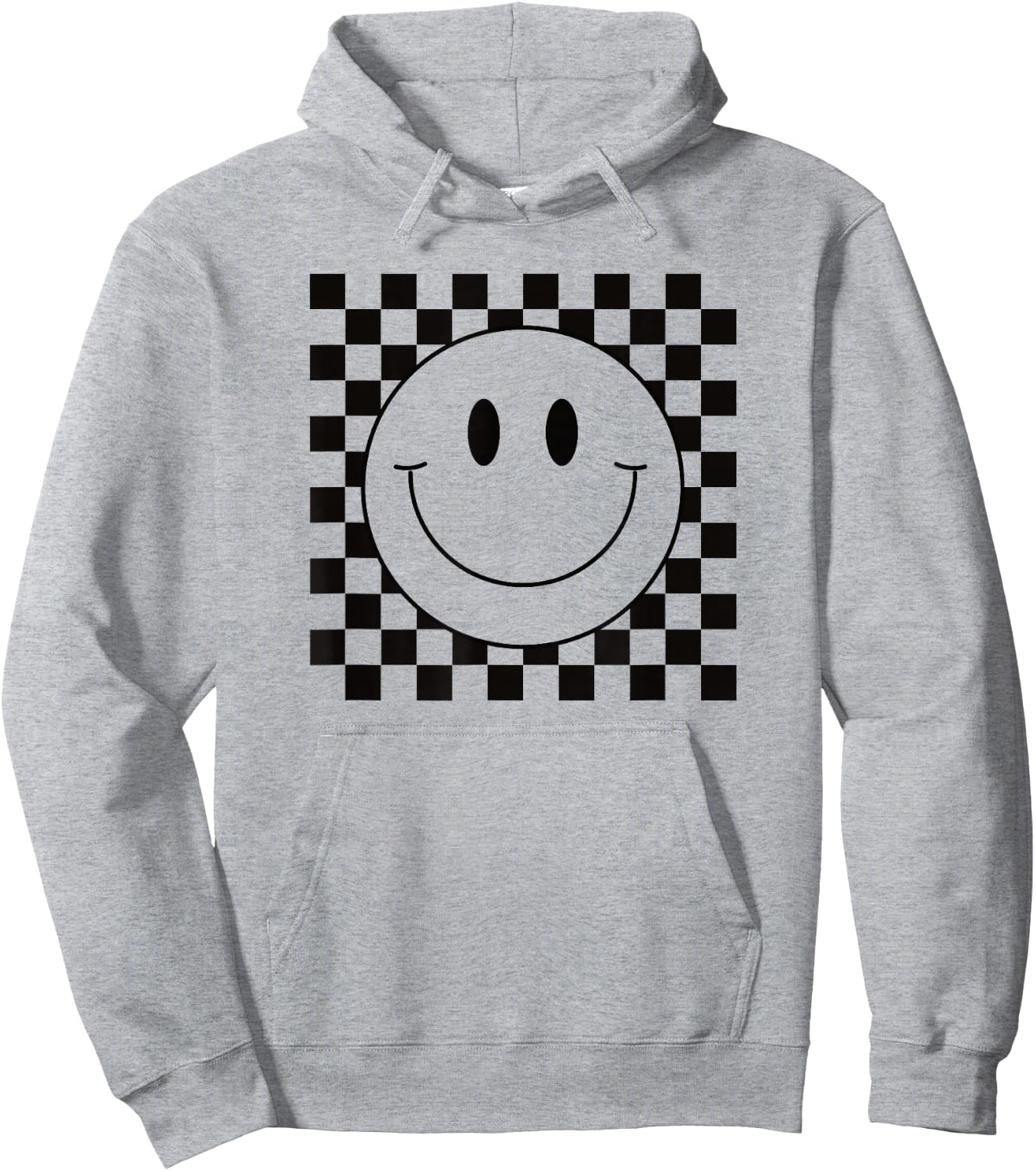 Yellow Smile Face Shirt Cute Checkered Pattern Smiling Happy Hoodie - Hoodie | Ash