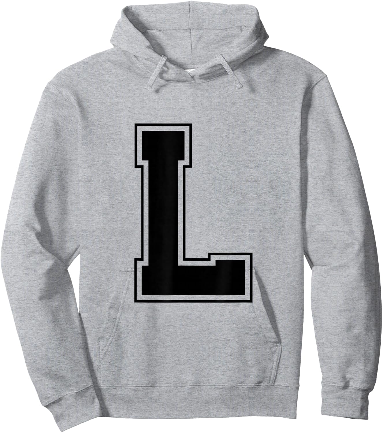 Letter L Big Bold Capital Varsity Alphabet Monogram Hoodie - Hoodie | Ash