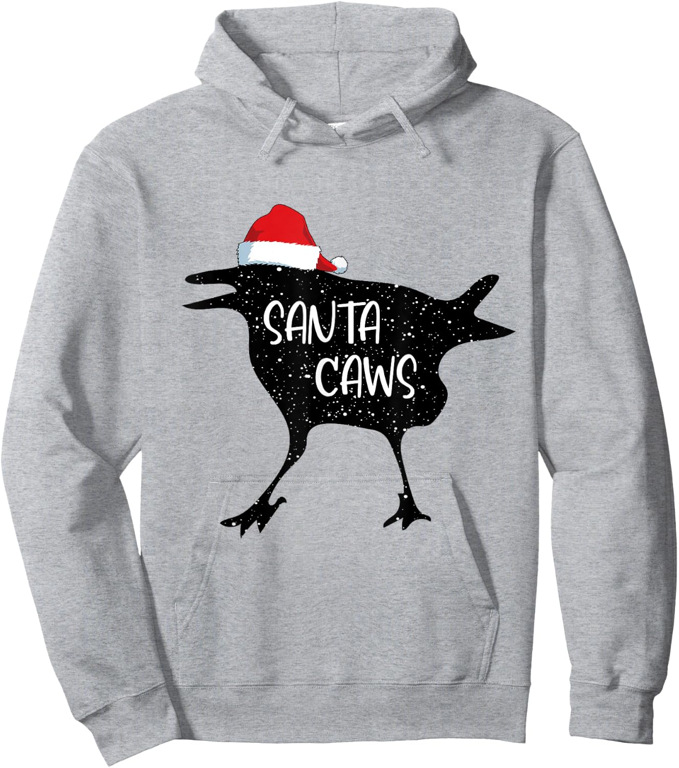 Crow Santa Christmas Santa Caws Funny Bird Pajamas Xmas Hoodie - Hoodie | Ash