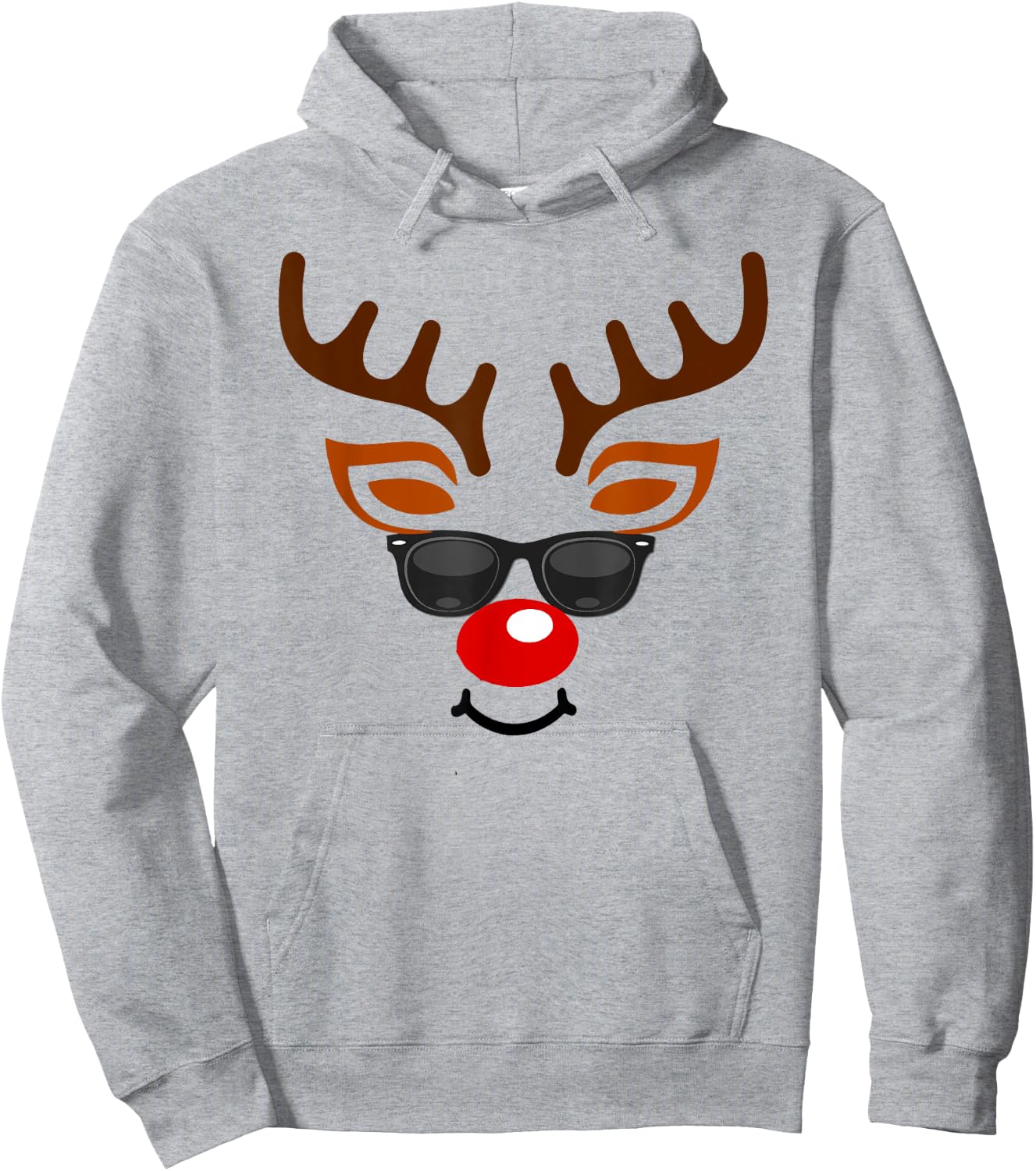 Rudolph Red Nose Reindeer Face Kids Hoodie - Hoodie | Ash