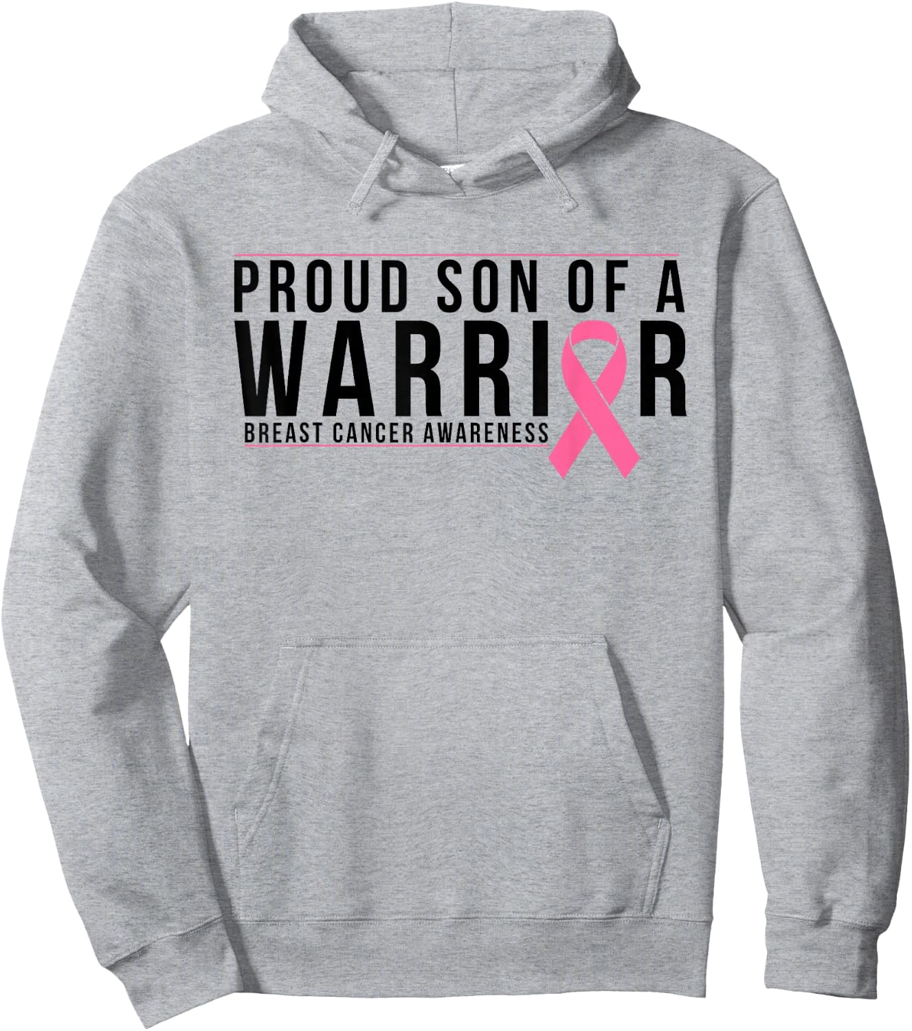 Son Of A Warrior - Breast Cancer Awareness Support Hoodie - Hoodie | Ash