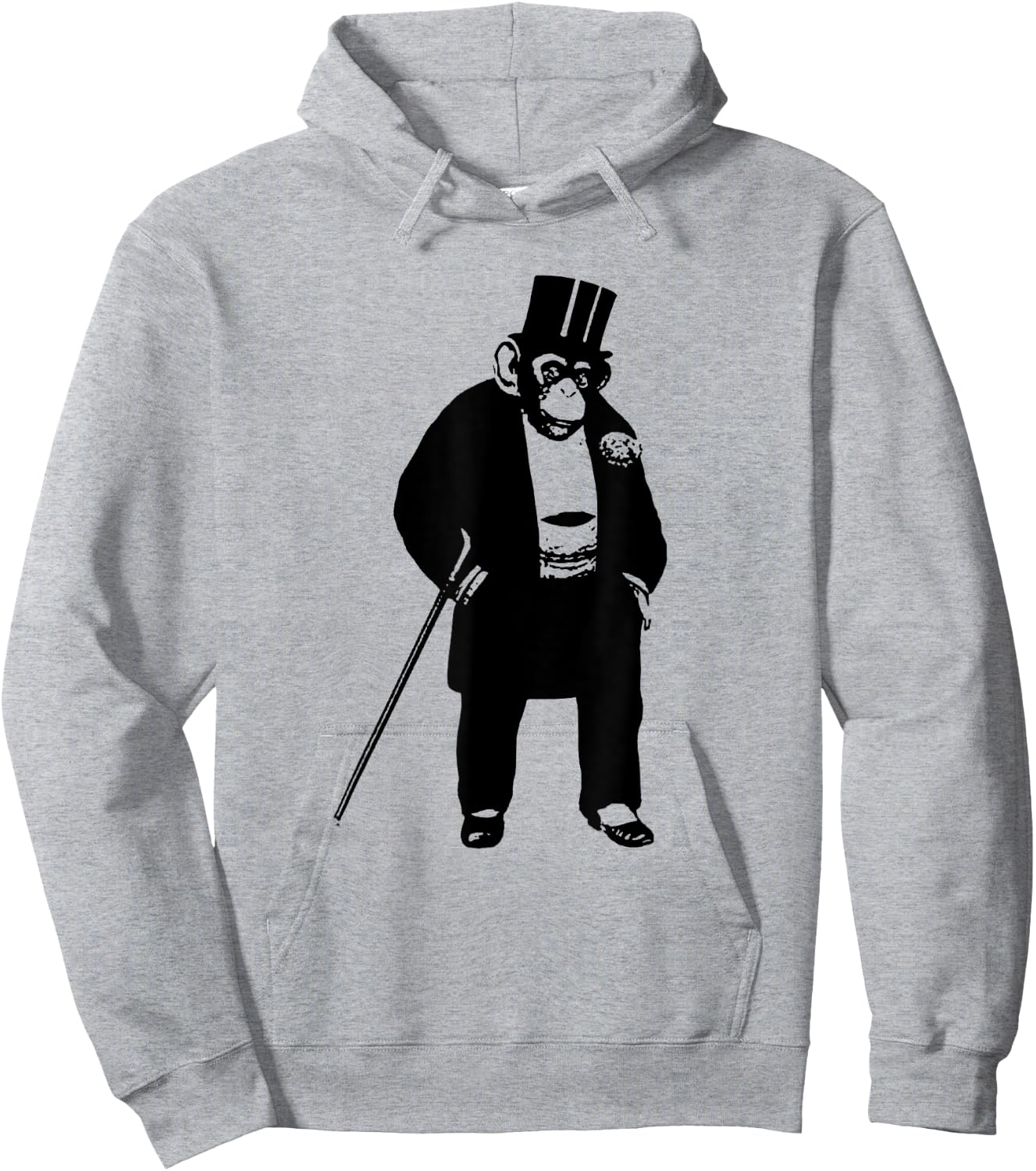 FUNNY CHIMP IN A SUIT -ape - monkey - top hat - cane Hoodie - Hoodie | Ash