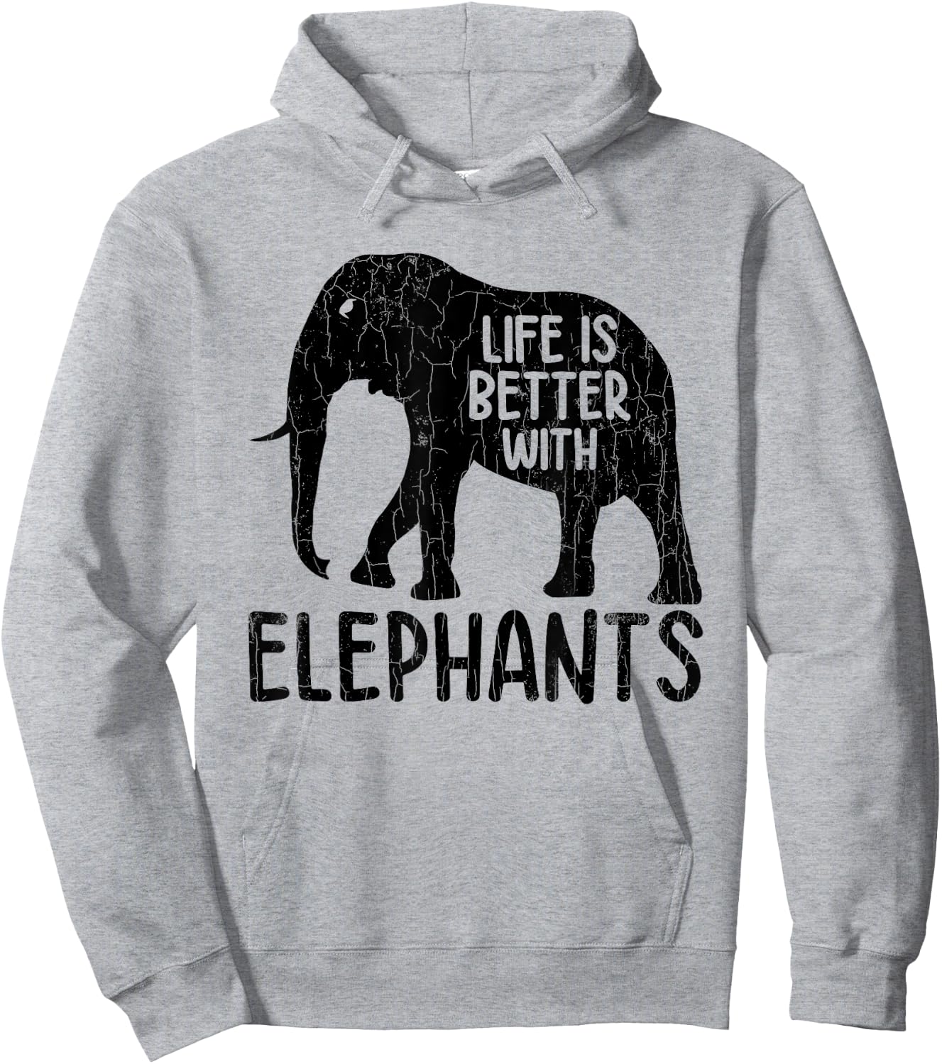 Life Is Better With Elephants Funny Elephant Lover Graphic Hoodie - Hoodie | Ash