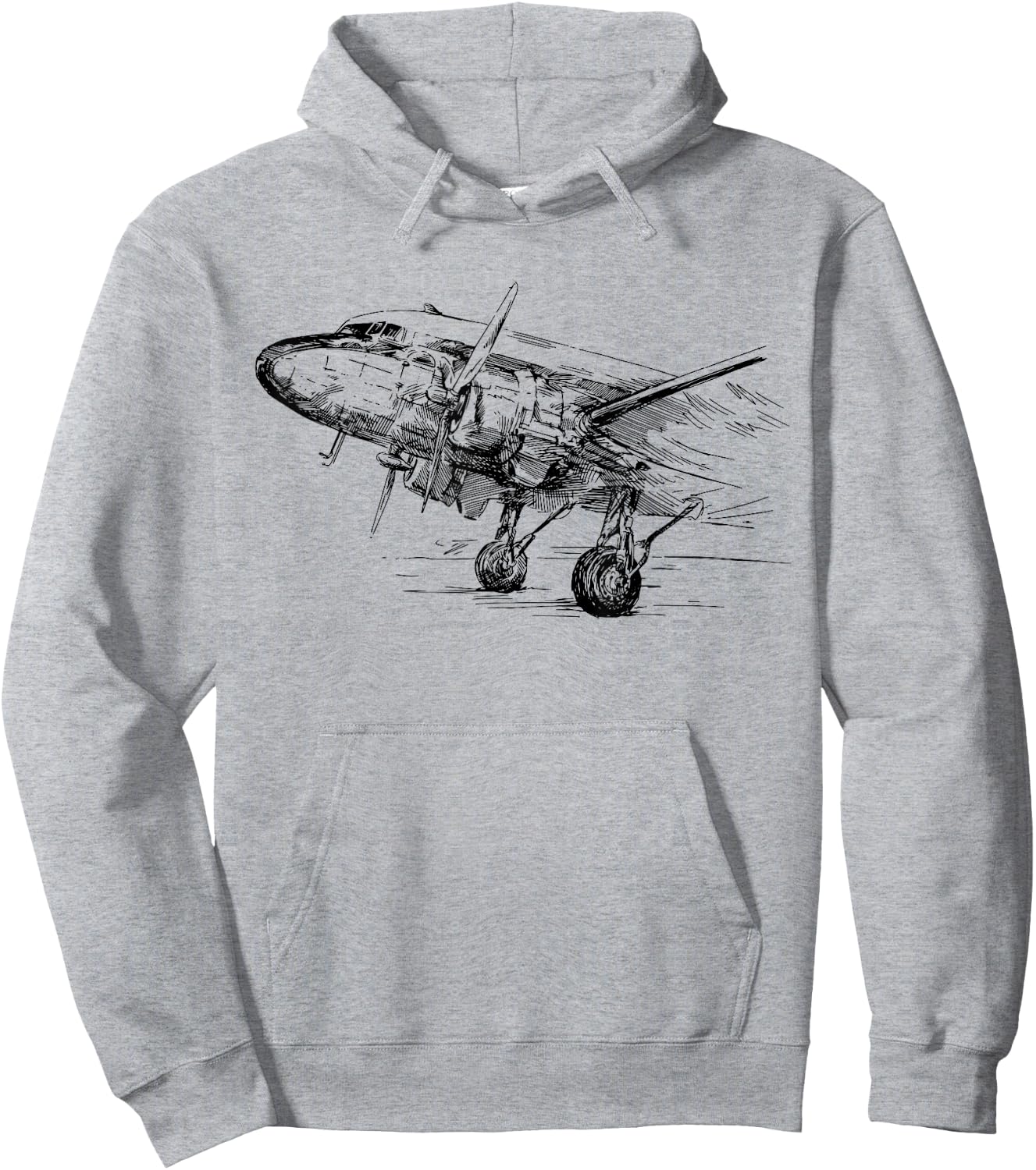 Vintage DC-3 Airplane Husband Dad Grandfather Hoodie - Hoodie | Ash