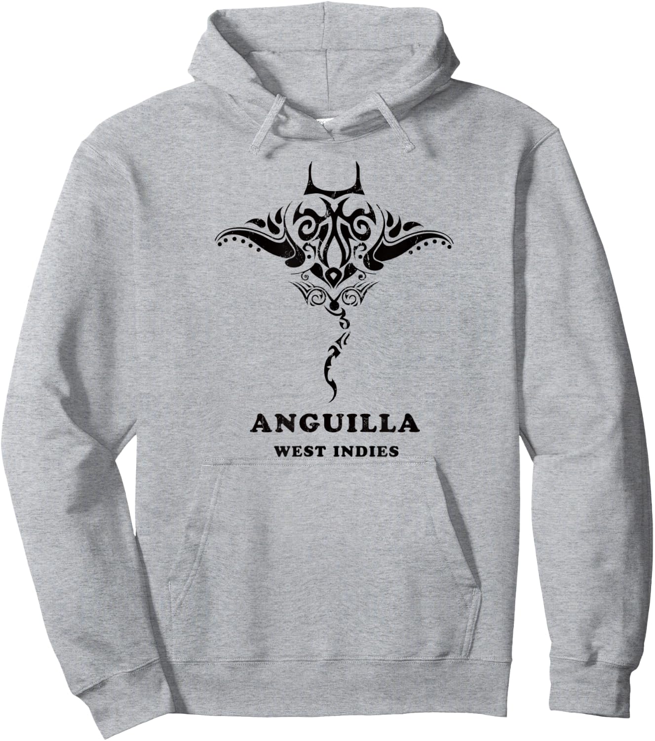 Anguilla, West Indies Vintage Tribal Manta Ray Vacation Hoodie - Hoodie | Ash