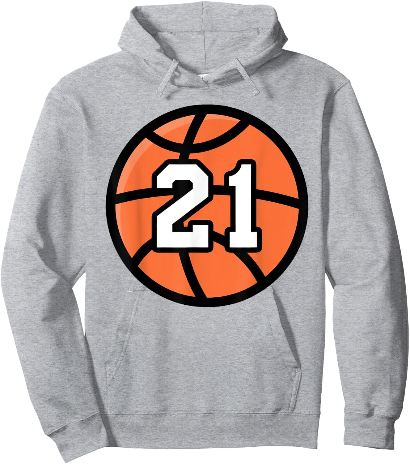 Classic Sport Basketball 21 Jersey Number Hoodie - Hoodie | Ash