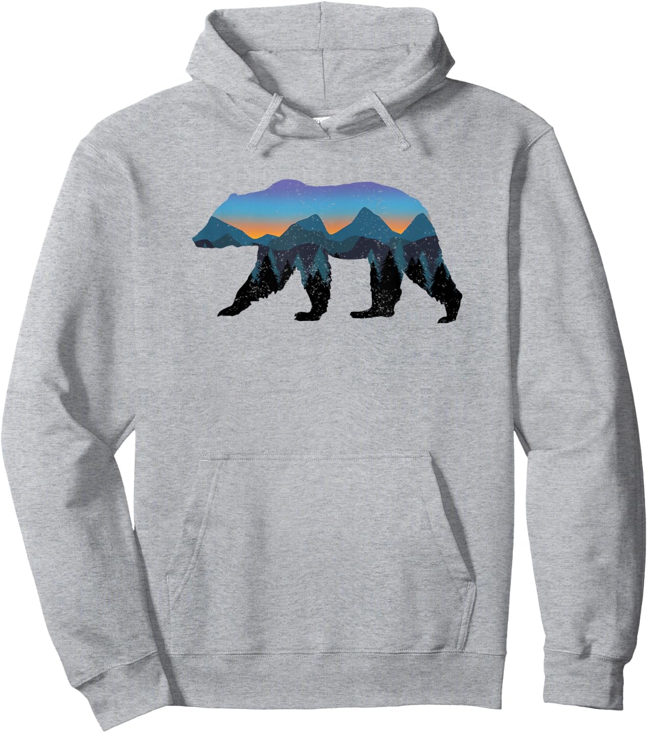 Bear Grizzly Mountains Forest Sunset Vintage Outdoor Hoodie - Hoodie | Ash
