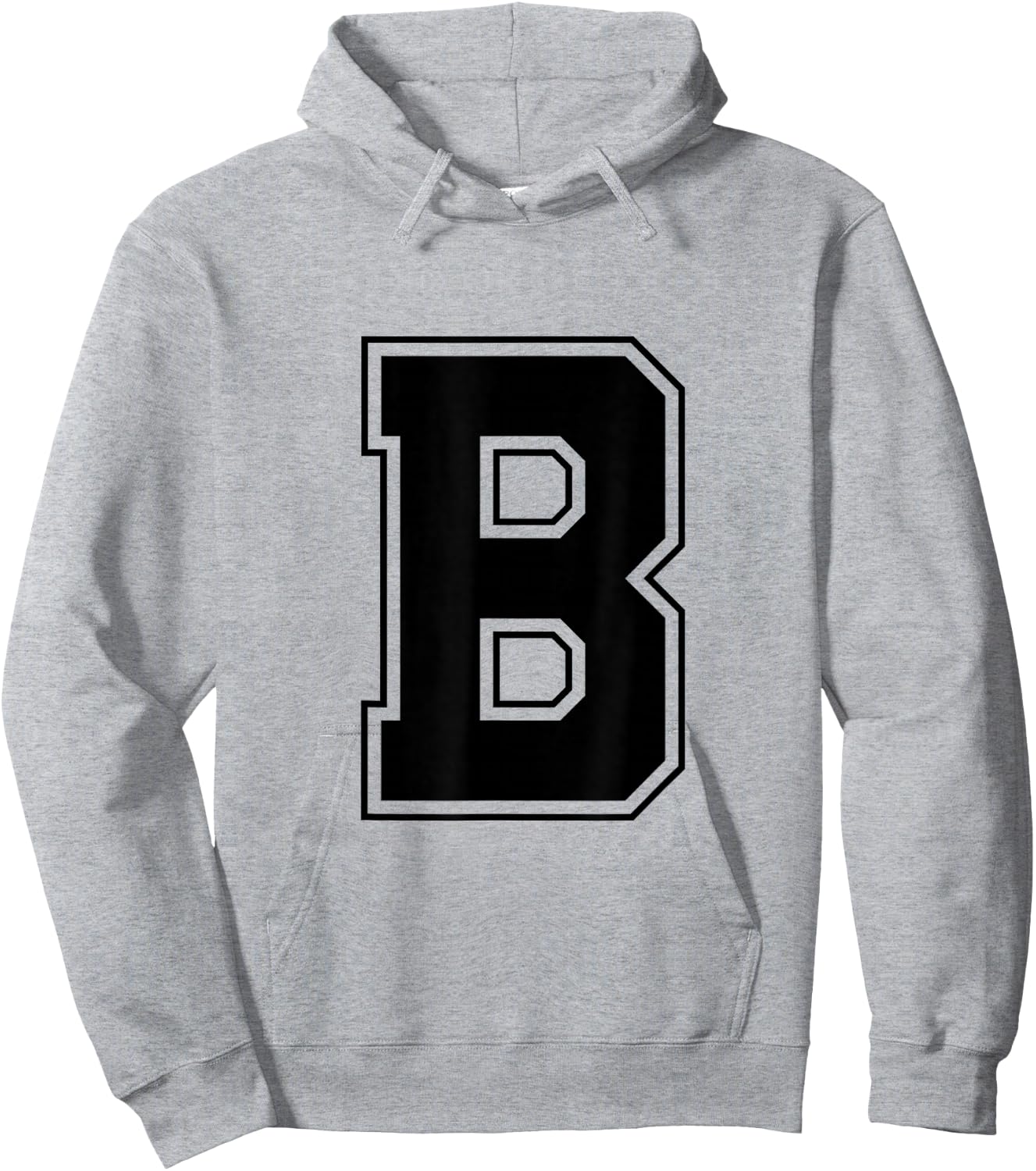 Letter B Big Bold Capital Varsity Alphabet Monogram Hoodie - Hoodie | Ash