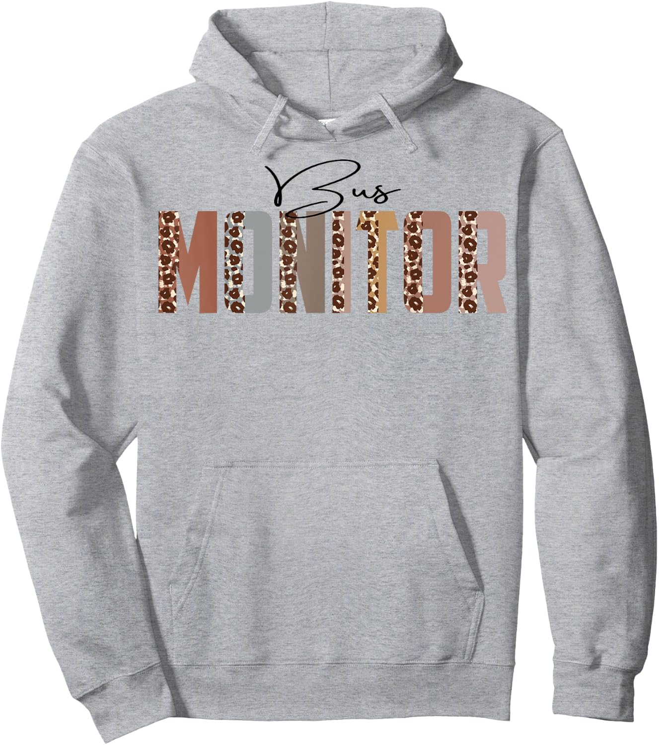 Leopard Bus Monitor Funny Job Title School Worker Hoodie - Hoodie | Ash