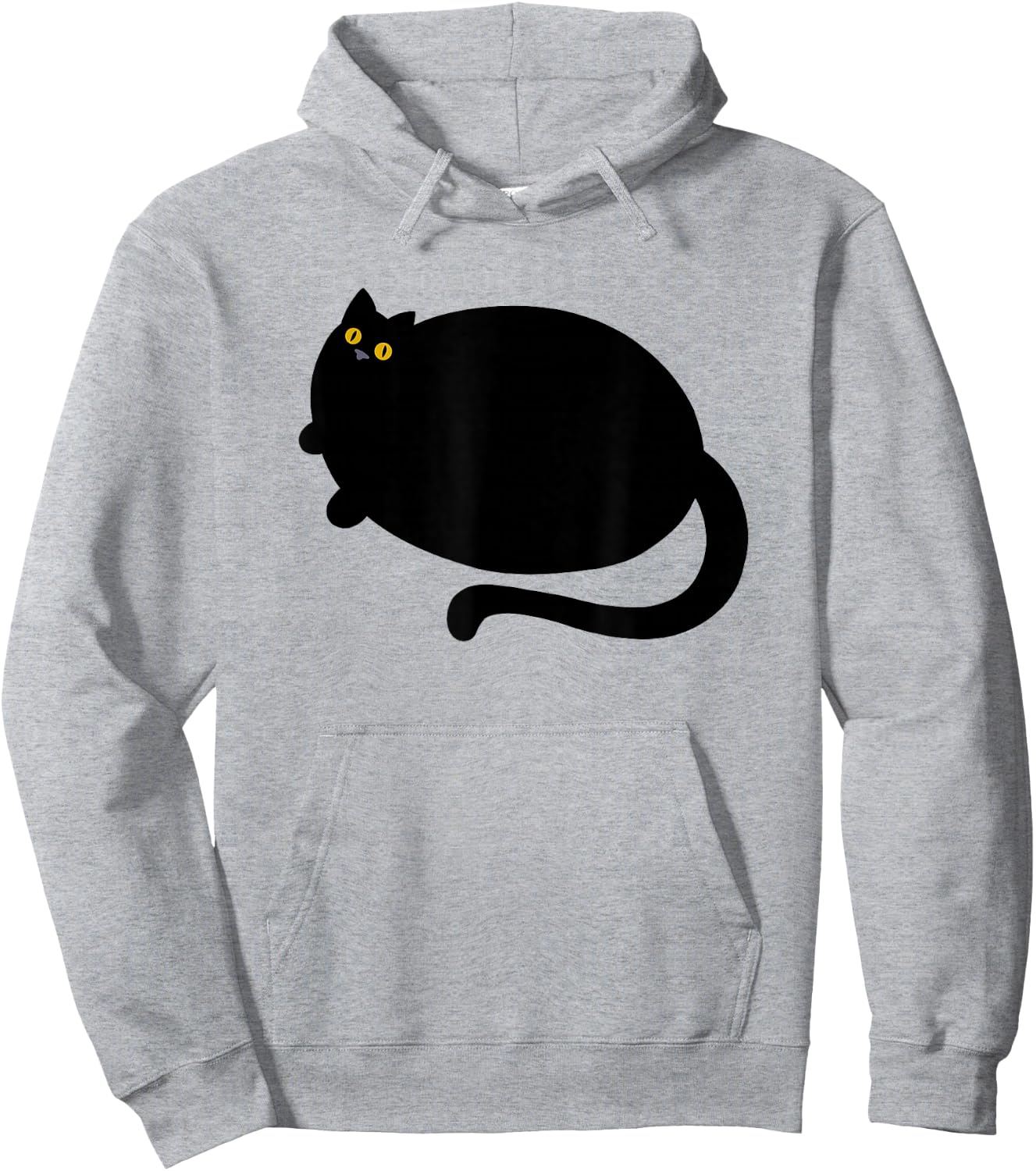 Fat Black Cat Funny BlackCat Fatty Curvy With Yellow Eyes Hoodie - Hoodie | Ash