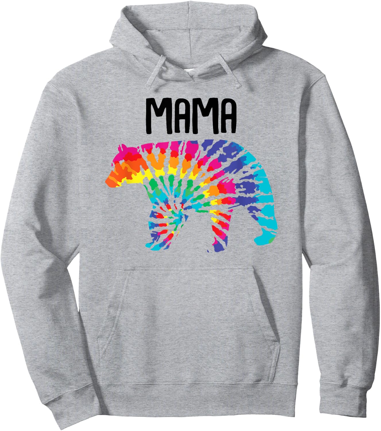 Mama Bear Rainbow Tye Dye Bear Matching Family Hoodie - Hoodie | Ash