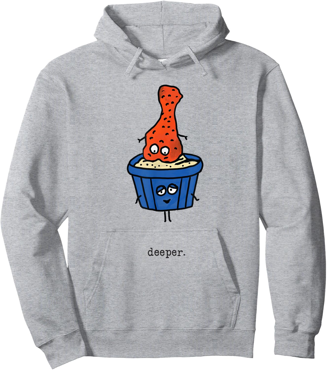 Deeper: Funny Chicken Wing & Blue Cheese Or Ranch Dip Comic Hoodie - Hoodie | Ash