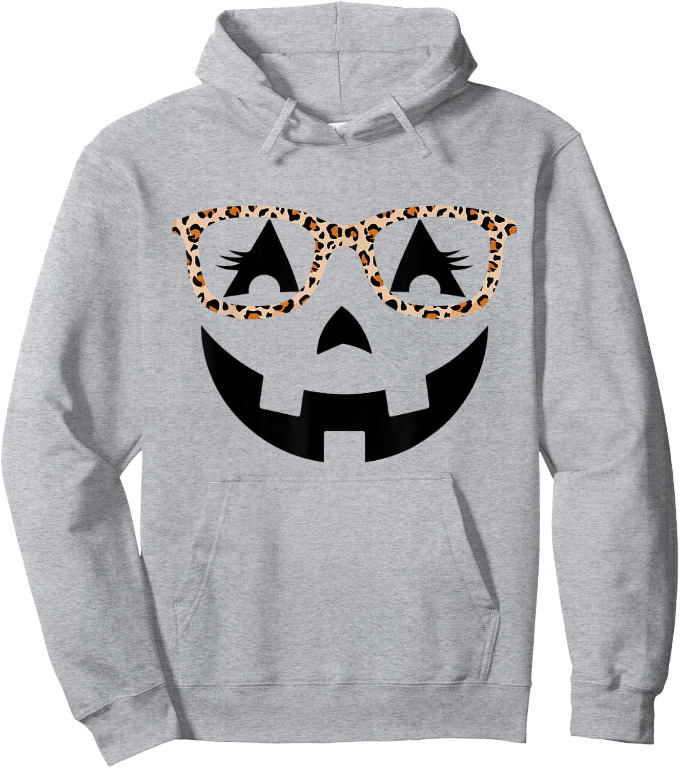 Jack O Lantern With Glasses Shirt Women Halloween Leopard Hoodie - Hoodie | Ash