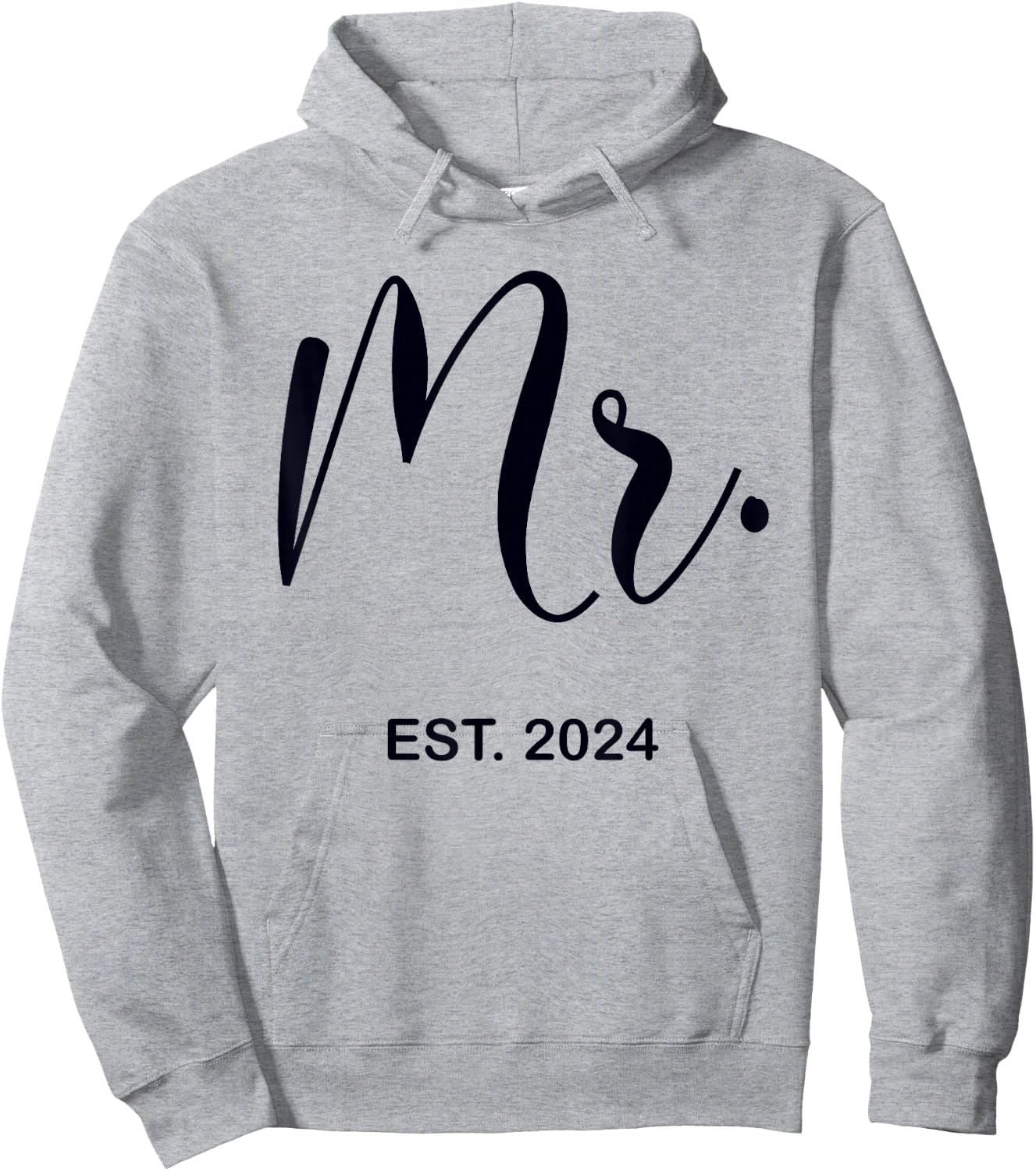 Mr. Est. 2024 Just Married Wedding Hubby Mr & Mrs Men Hoodie - Hoodie | Ash