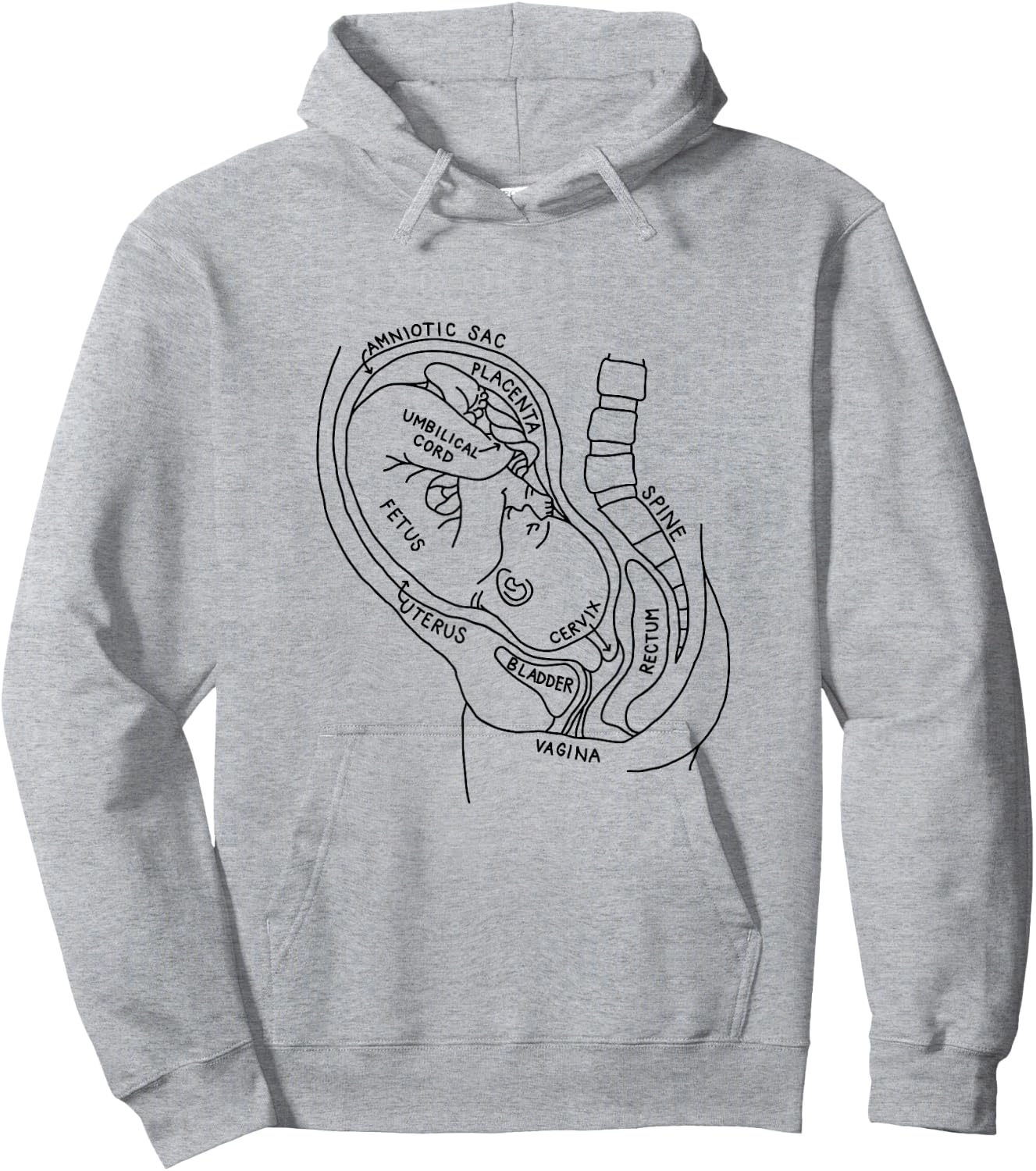 Pregnancy Anatomy Doula Midwife Mom Obstetrician OB GYN Hoodie - Hoodie | Ash