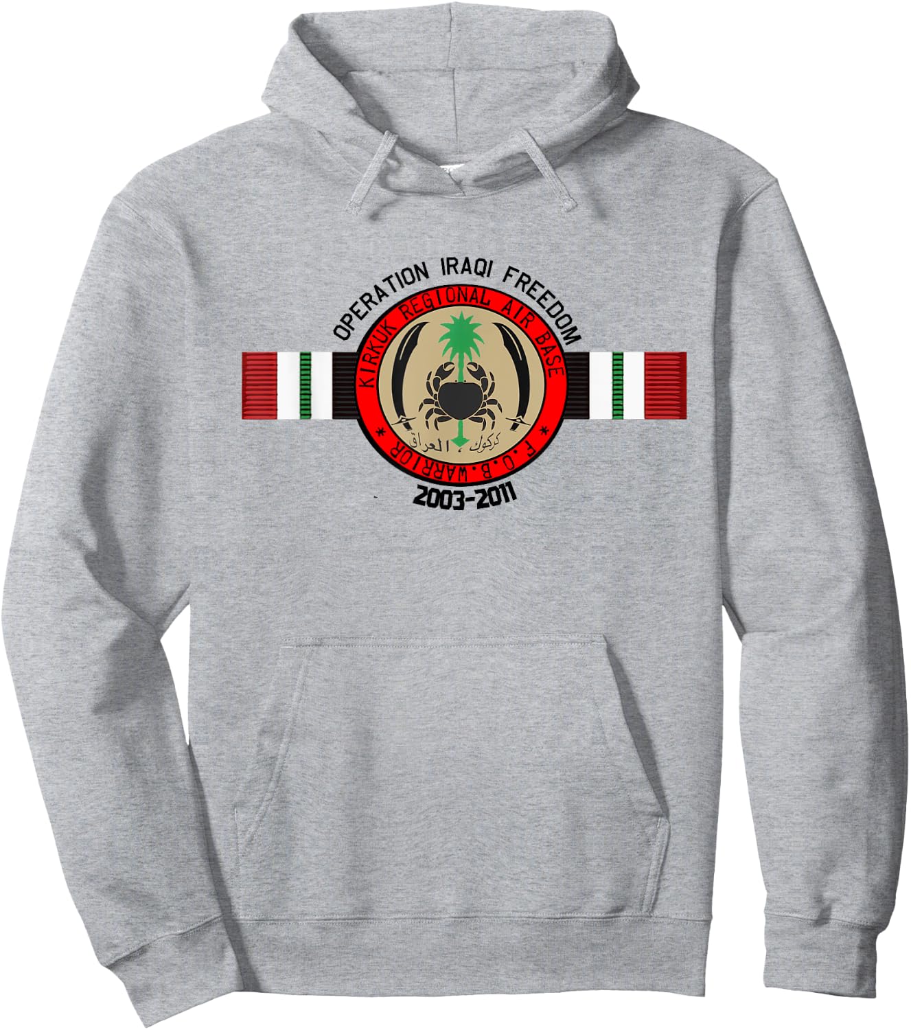 KRAB: Kirkuk Regional Airbase, Base Warrior Iraq Hoodie - Hoodie | Ash