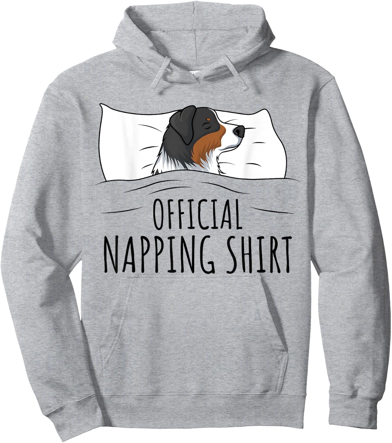 Australian Shepherd Apparel & Gift Ideas -Adults Blue Small Classic Fit Short Sleeve Sleeping Australian Shepherd Pyjamas Official Napping Hoodie - Hoodie | Ash