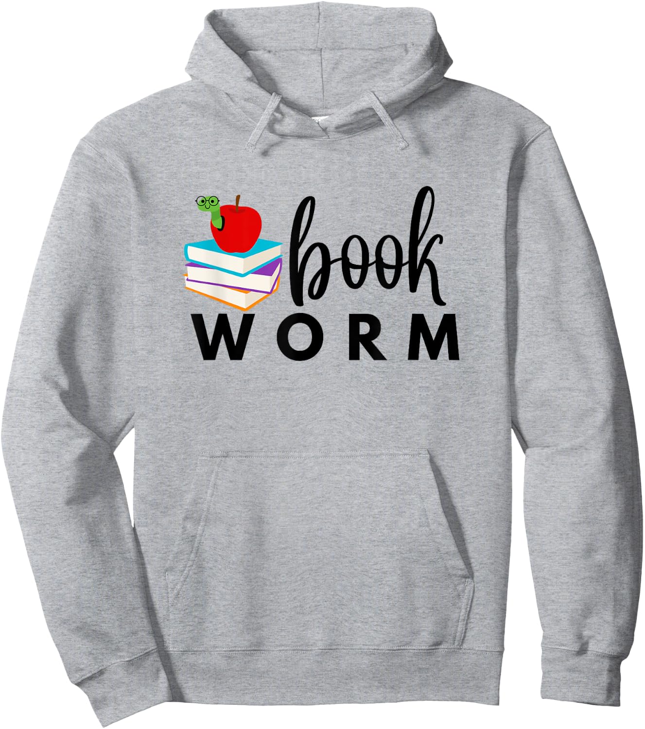 BOOKWORM with Books and Apple Colorful Graphic Hoodie - Hoodie | Ash