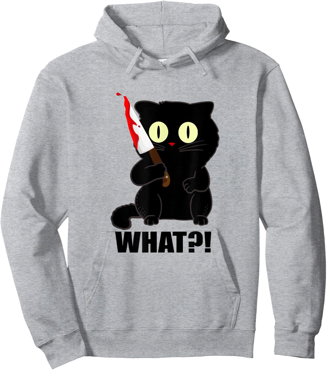 cat what funny scary black cat halloween with bloody knife Men Women Hoodie - Hoodie | Ash