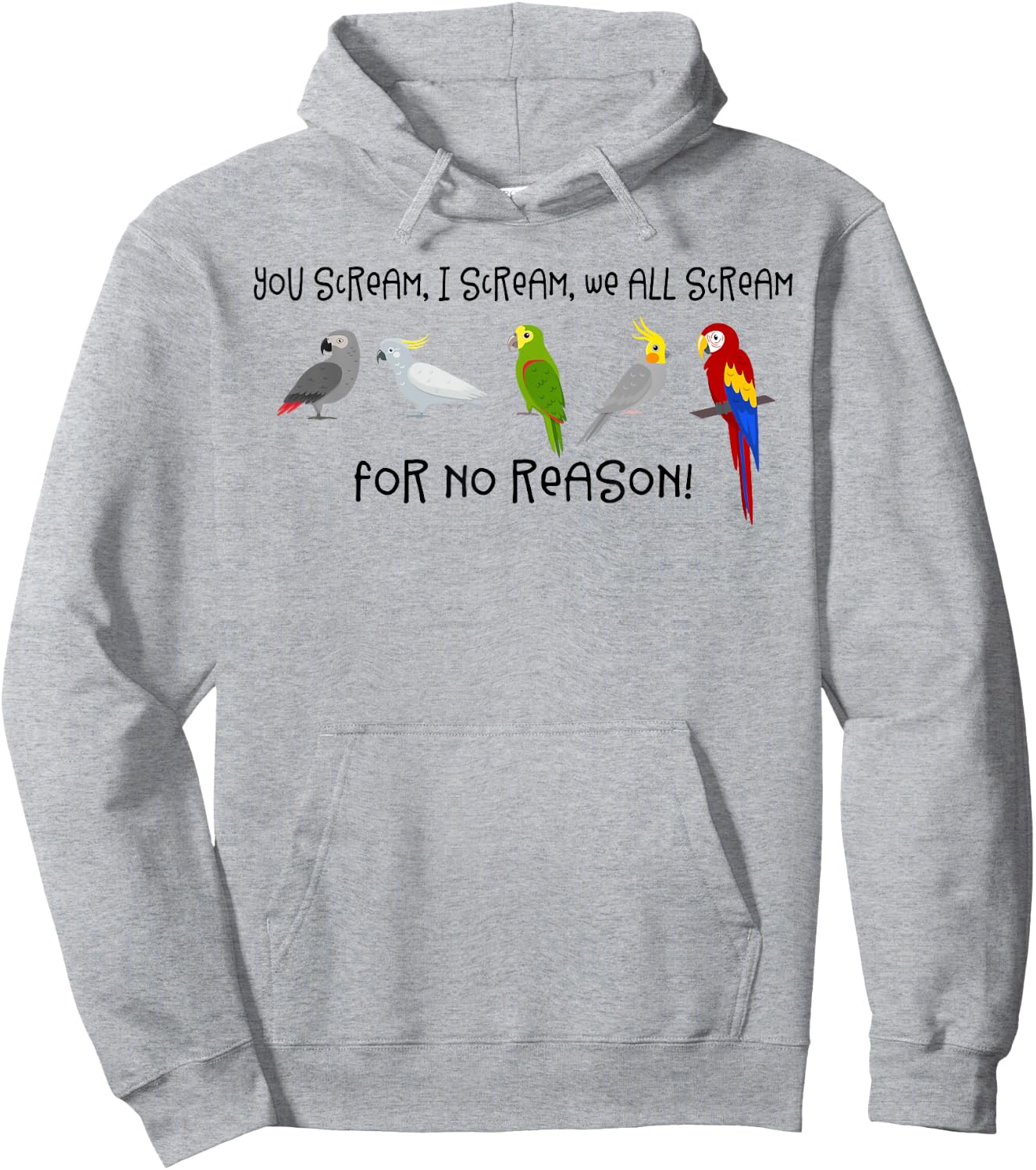 I Scream, You Scream, We All Scream For No Reason Funny Bird Hoodie - Hoodie | Ash