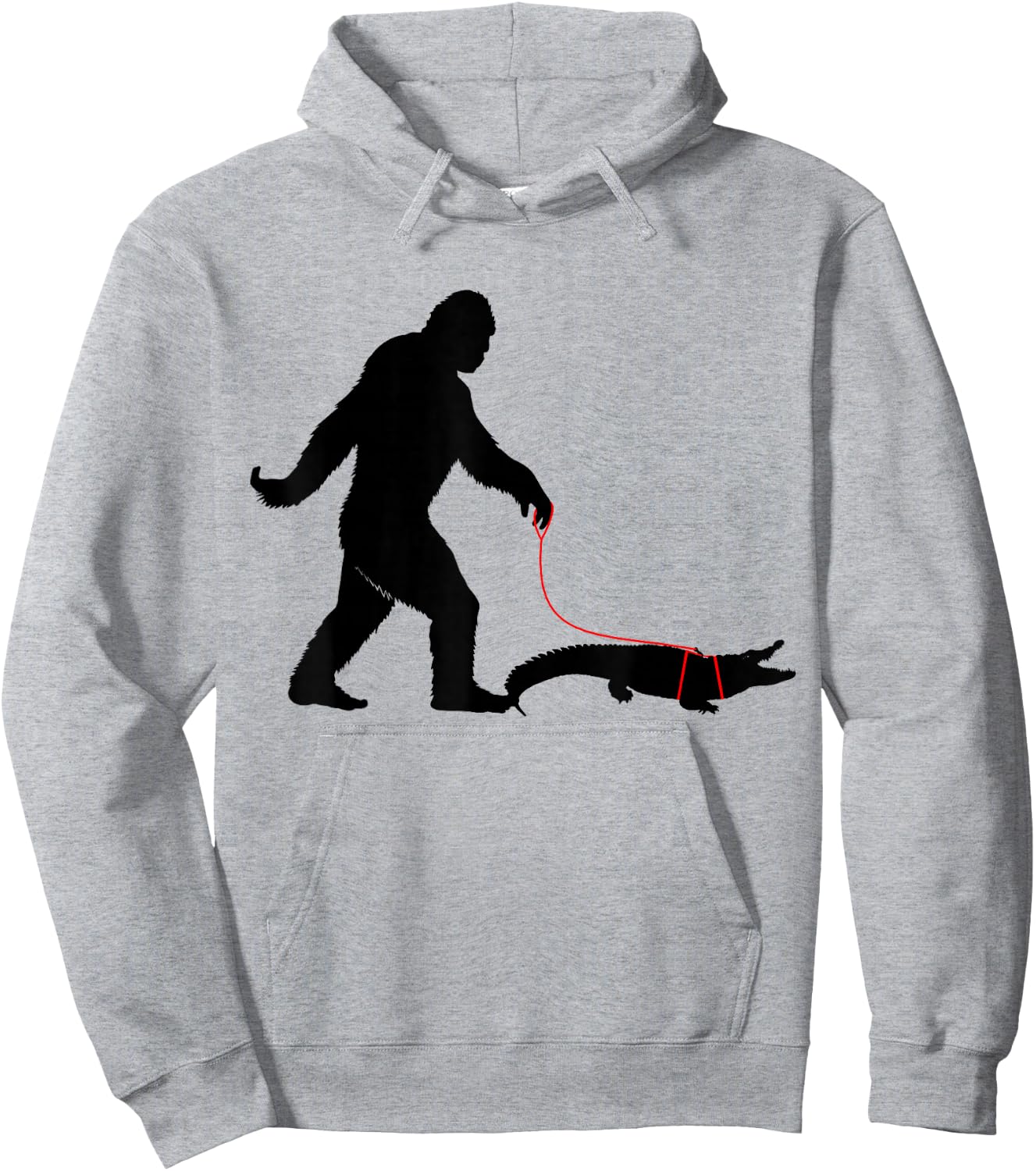 Bigfoot Walking A Crocodile Funny Alligator Animal Lovers Hoodie - Hoodie | Ash