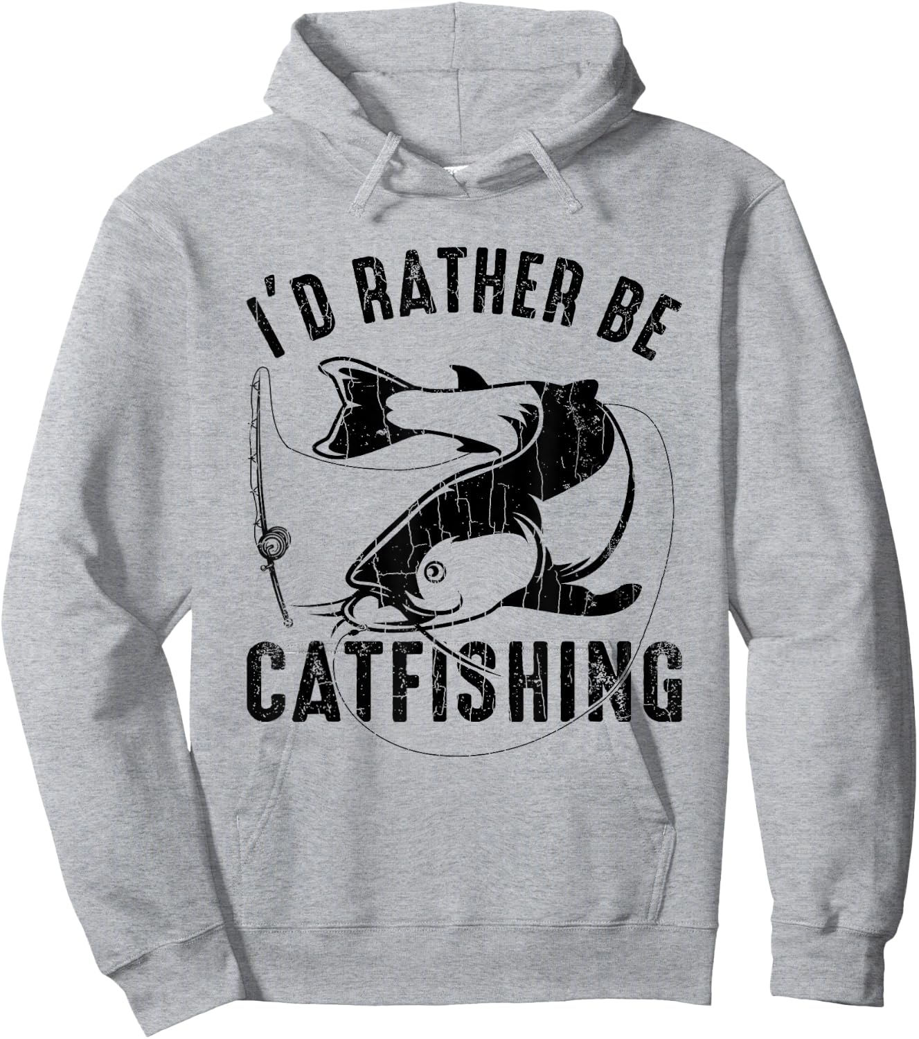 I'd Rather Be Catfishing Fun Fishing Lover Catfisher Graphic Hoodie - Hoodie | Ash