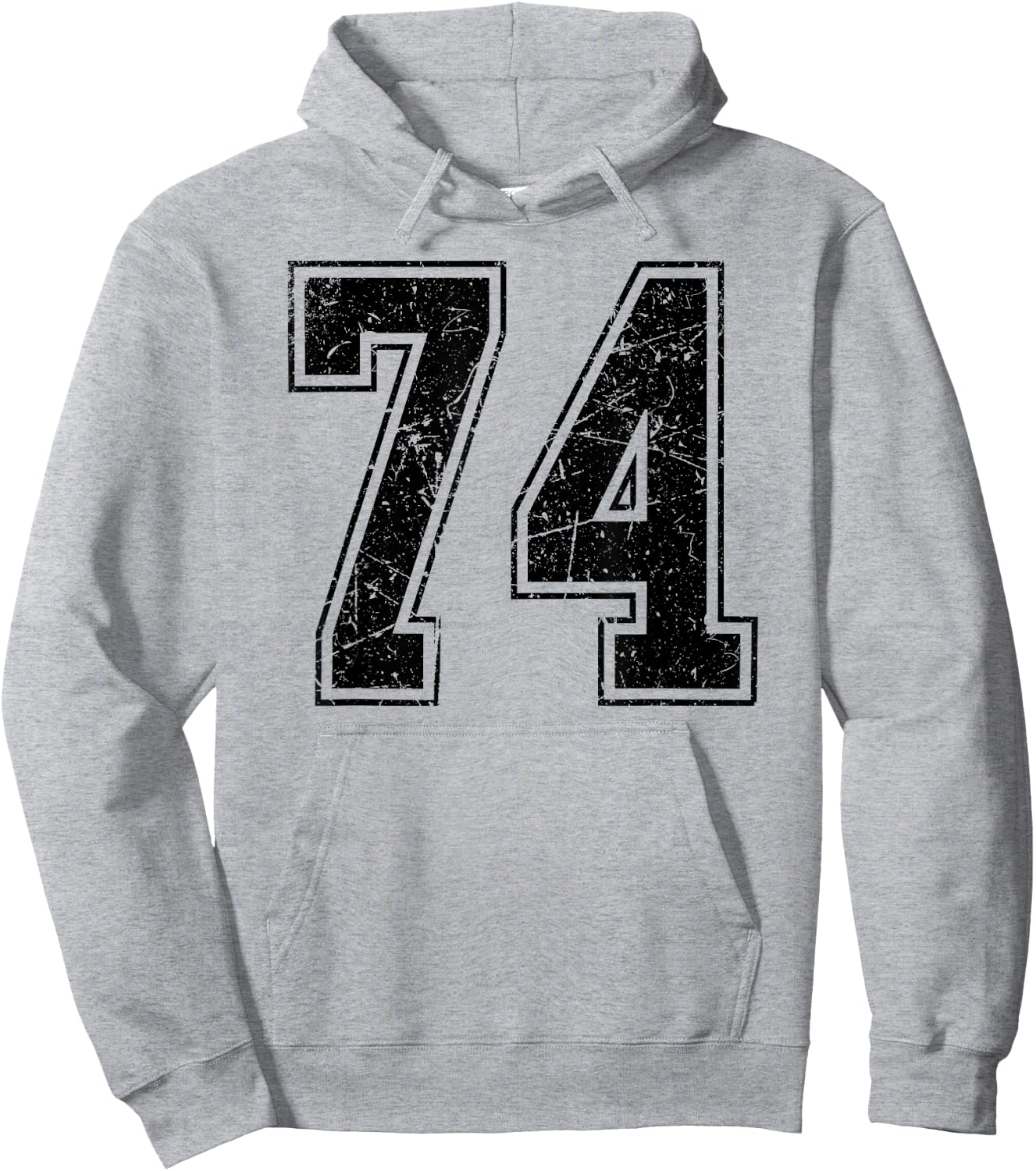 Number 74 Distressed Grunge Vintage Jersey Team Fan Hoodie - Hoodie | Ash