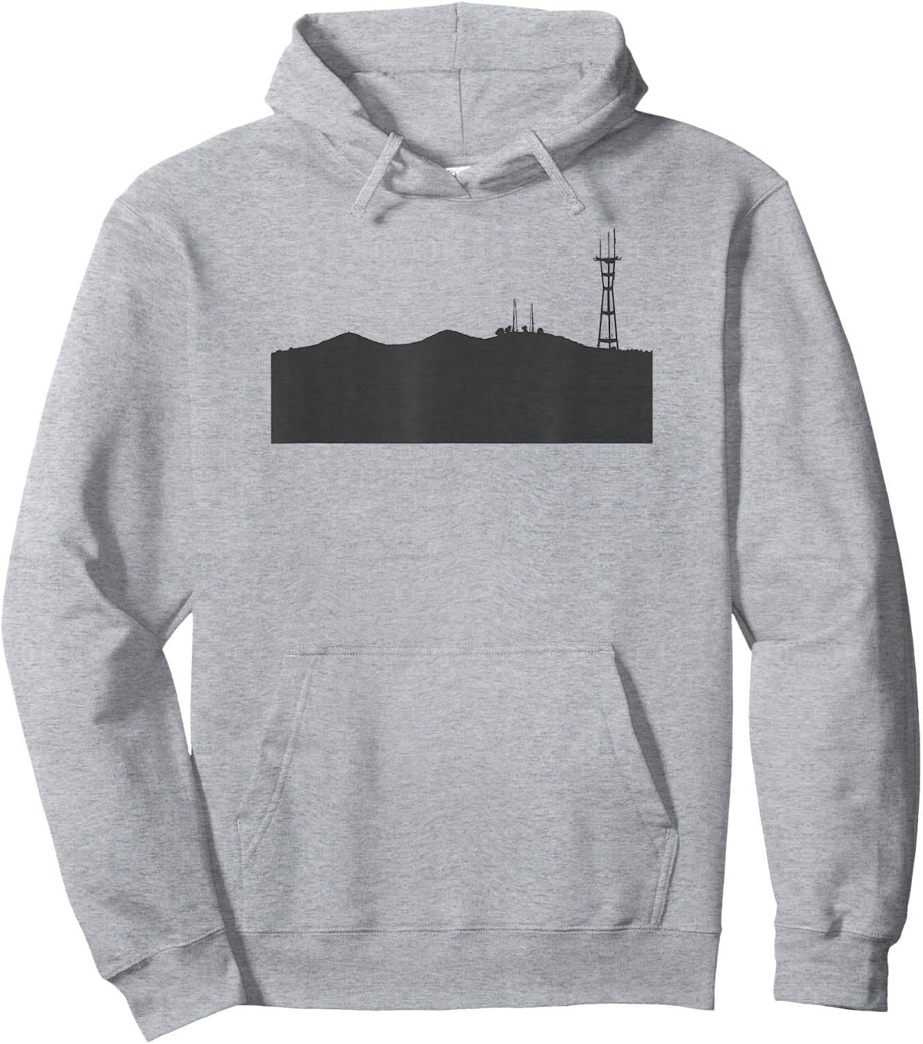 Twin Peaks and Sutro Tower Silhouette (Black Design) Hoodie - Hoodie | Ash