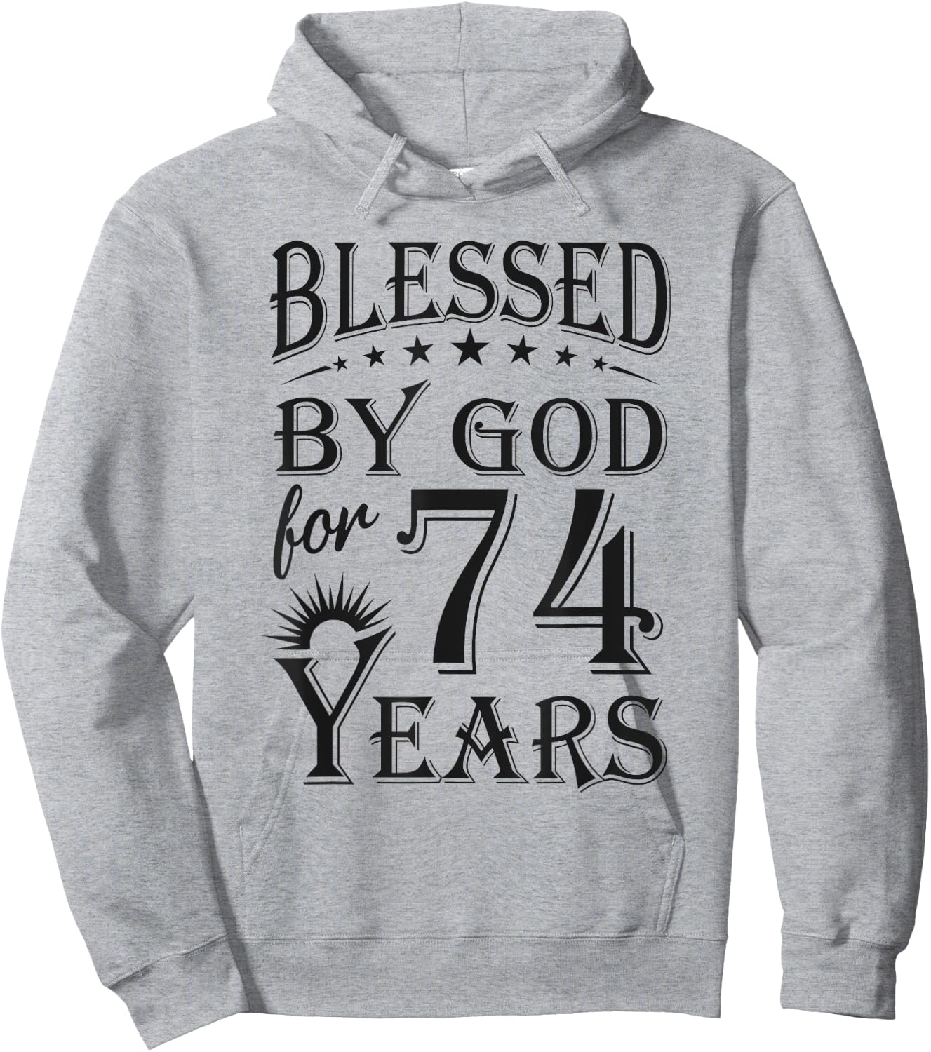 Vintage Blessed by God for 74 years Happy 74th Birthday Hoodie - Hoodie | Ash