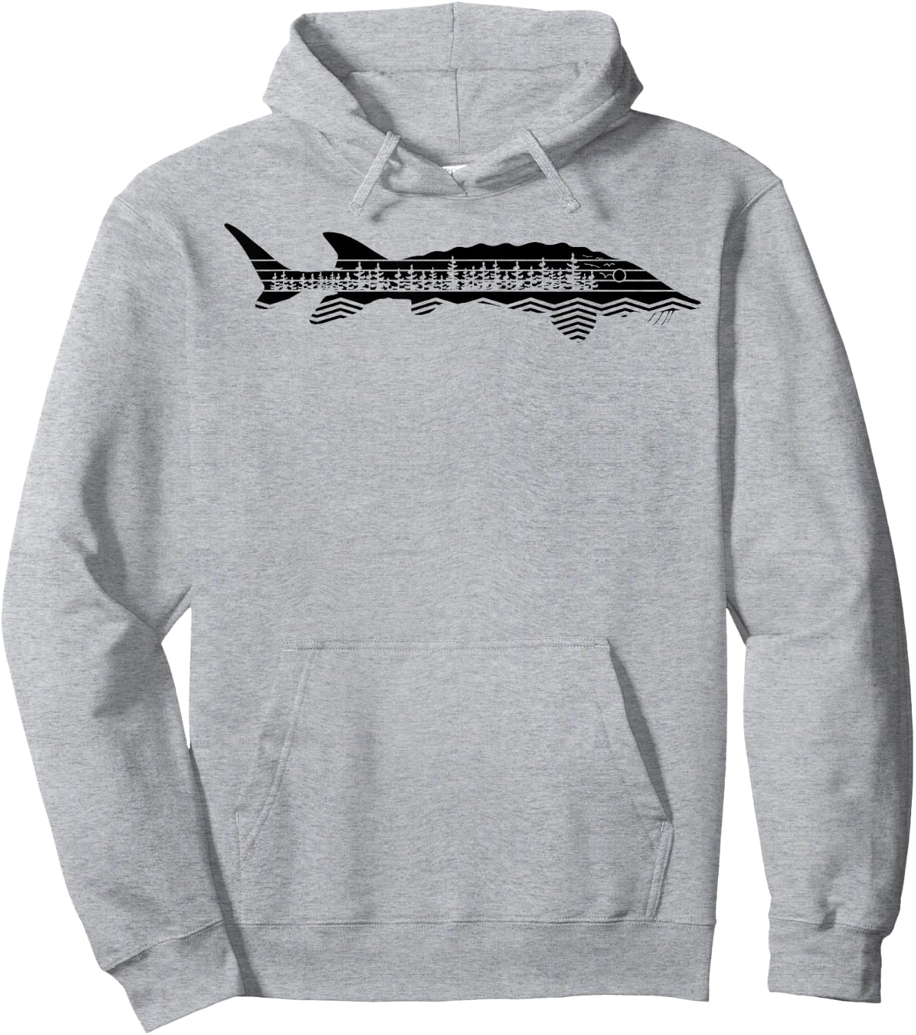 Vintage Nature Outdoor Fishing - Fisher Sturgeon Fish Hoodie - Hoodie | Ash