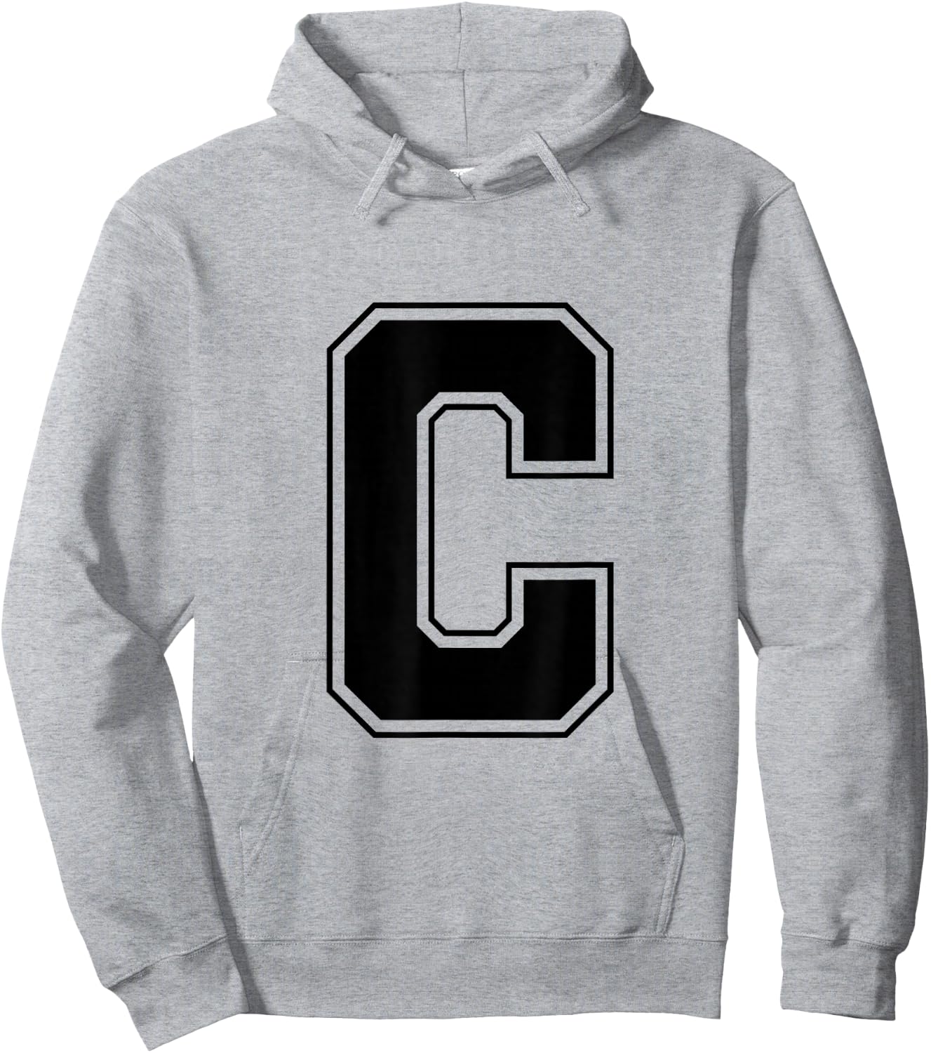 Letter C Big Bold Capital Varsity Alphabet Monogram Hoodie - Hoodie | Ash