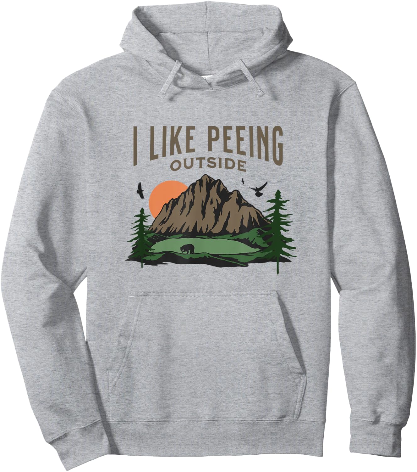 Josh's -Adults Grey Nature Small Classic Fit Crew Collar Short Sleeve Hoodie - Hoodie | Ash