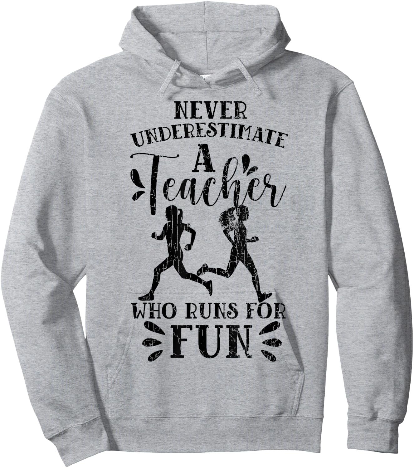 Teacher Who Runs For Fun Marathon Running Runner Graphic Hoodie - Hoodie | Ash