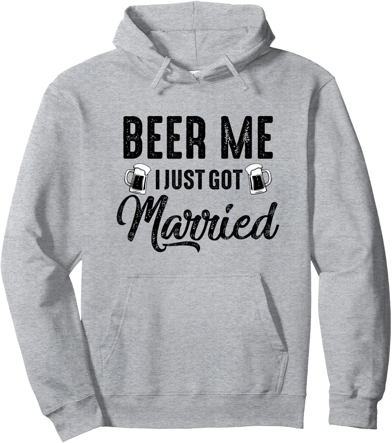 Beer Me I Just Got Married Funny Marriage Vintage Distressed Hoodie - Hoodie | Ash