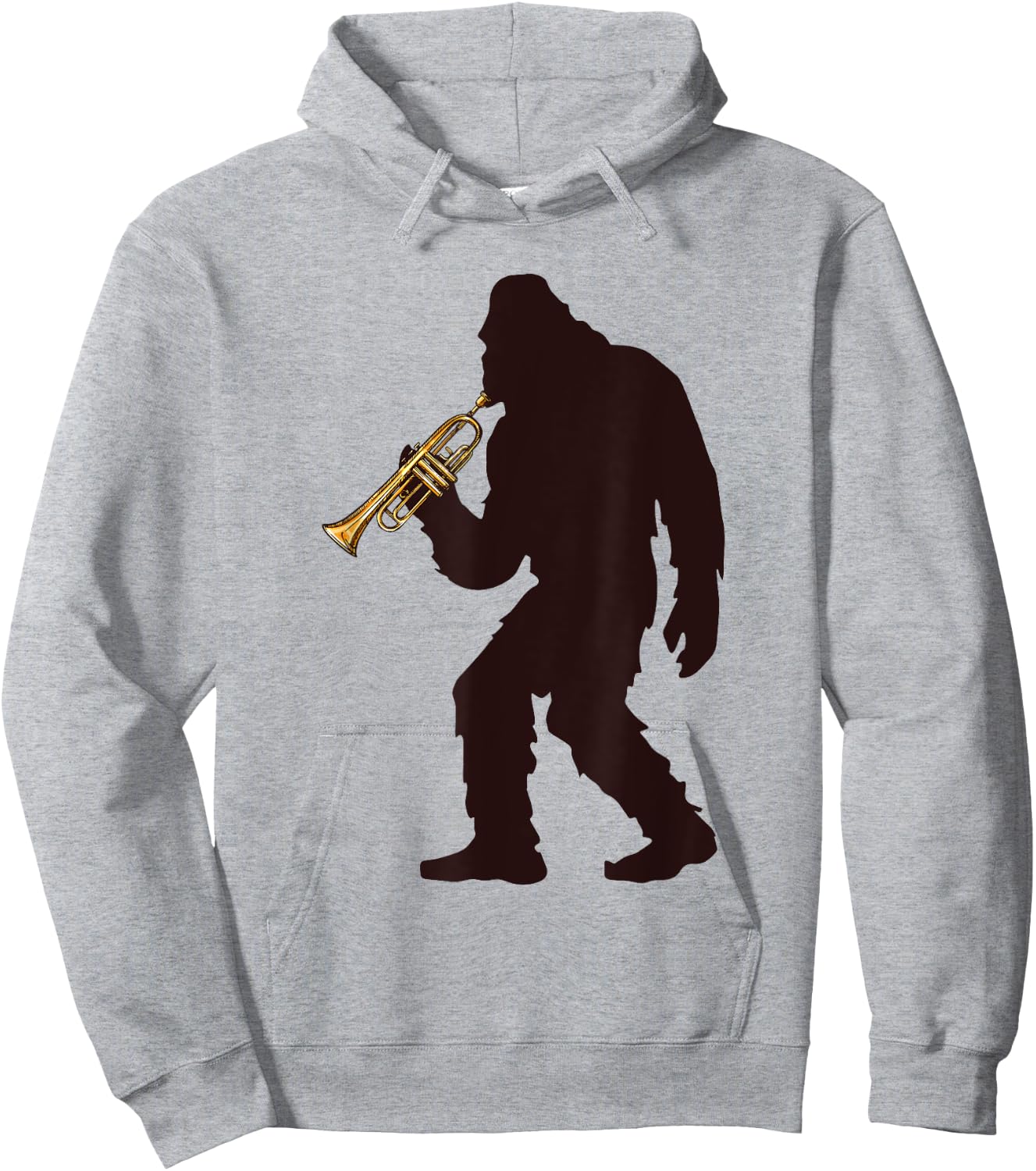 Bigfoot Playing Trumpet Music Funny Musical Instruments Hoodie - Hoodie | Ash