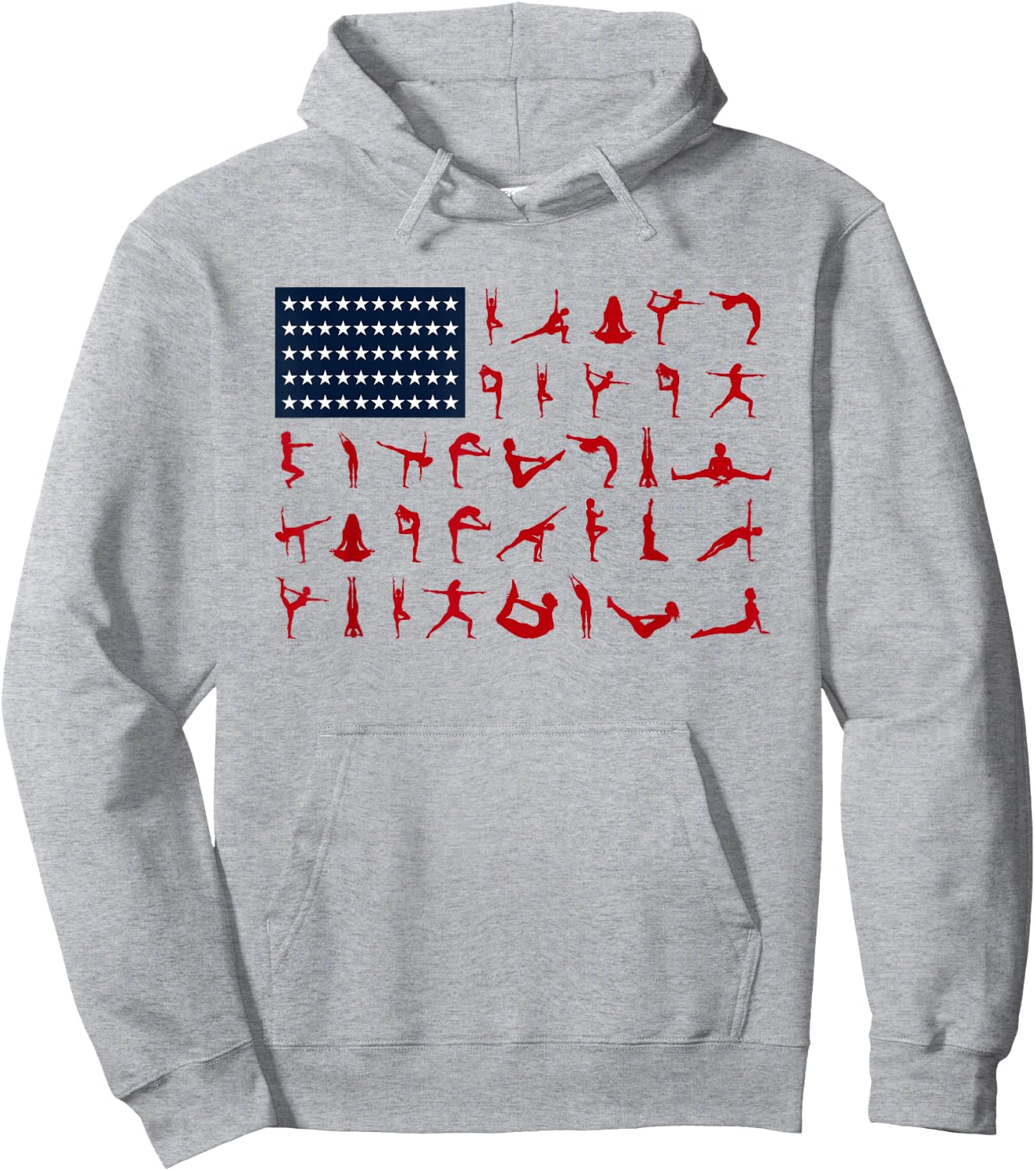Yoga Pilates Poses American Flag 4th Of July Independence Women Men Hoodie - Hoodie | Ash