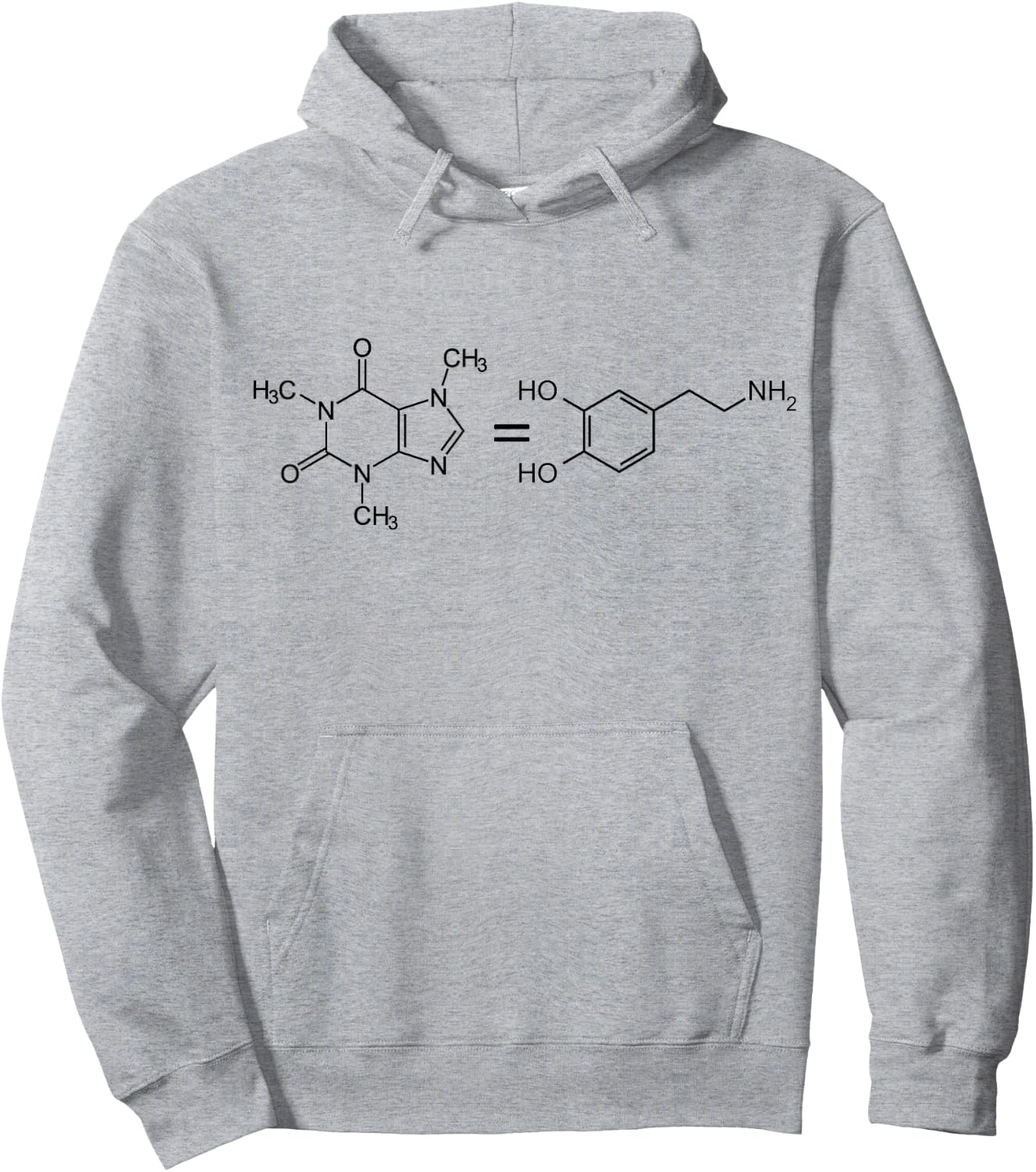 Caffeine Equals Happiness - Molecule Dopamine Science Shirt Hoodie - Hoodie | Ash