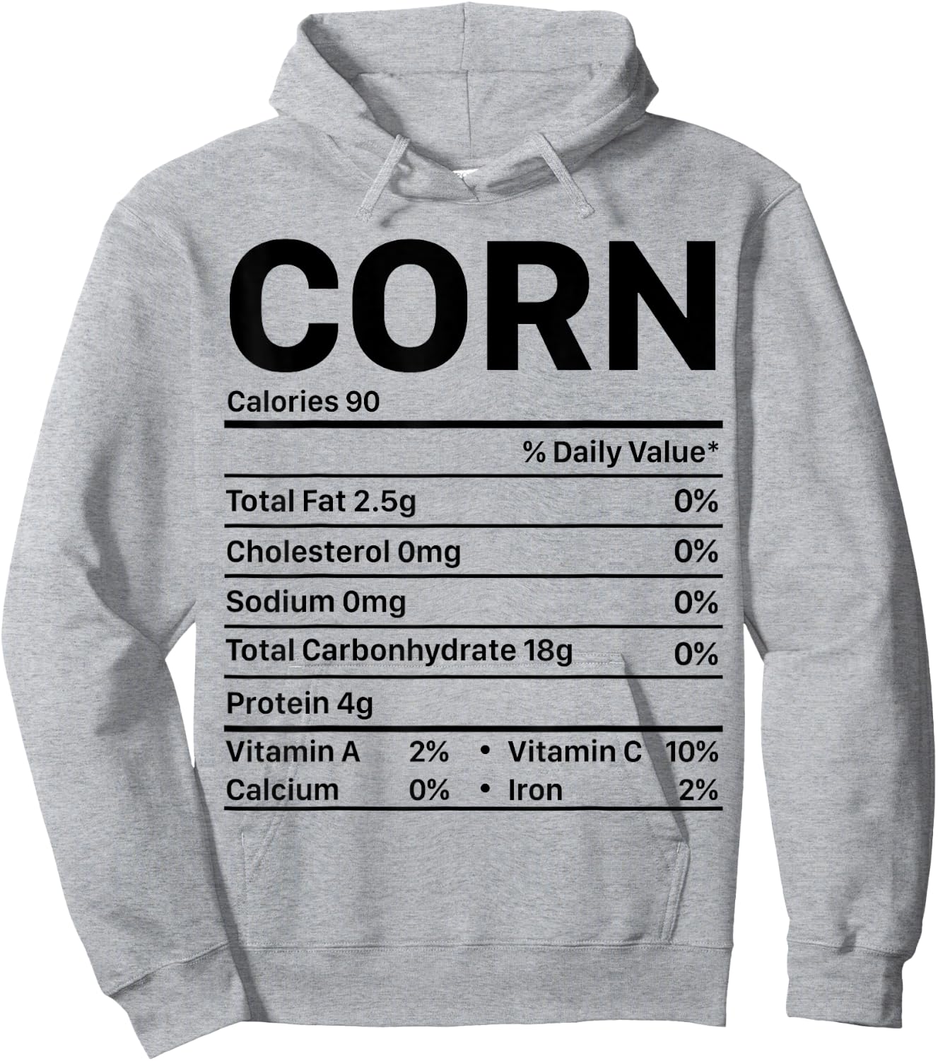 Corn Thanksgiving Nutrition Ingredients Nutritional Table Hoodie - Hoodie | Ash