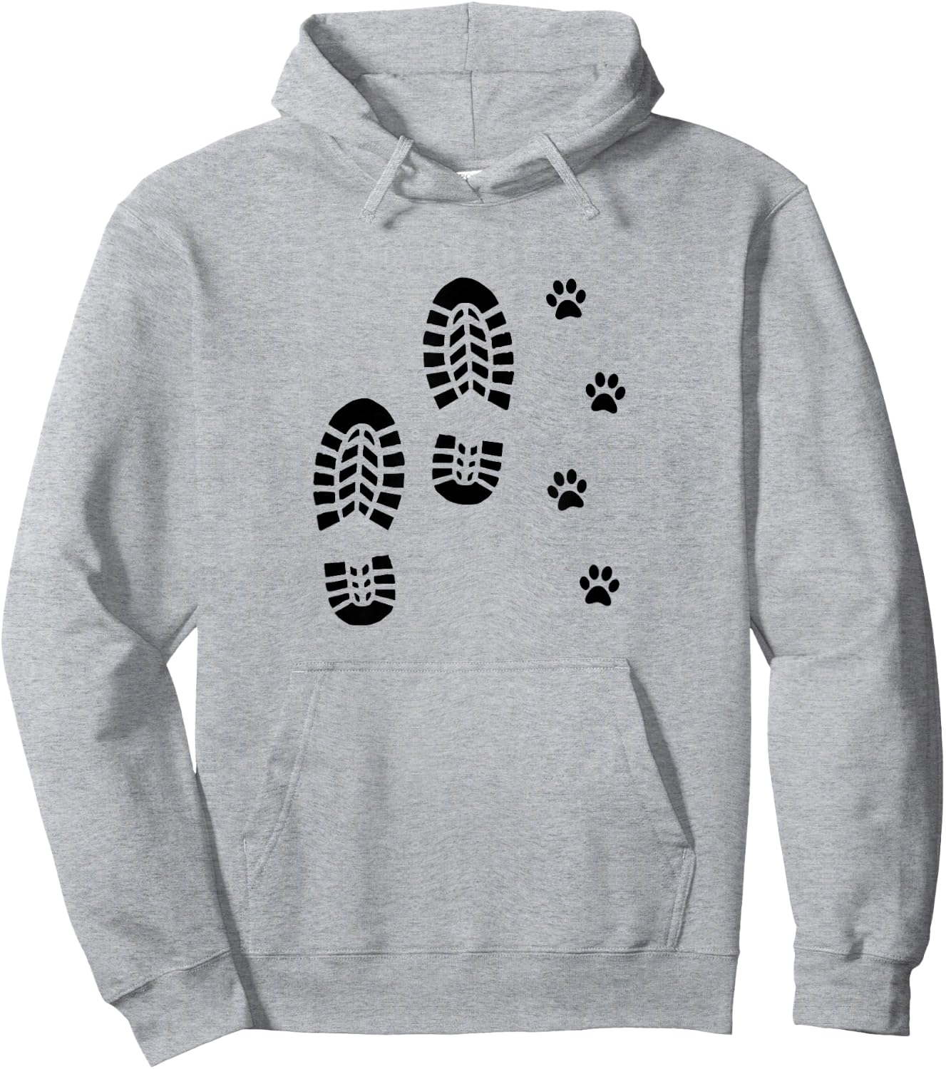 Dog and Man Hiking Dog Hiker People That Hike with Dogs Paw Hoodie - Hoodie | Ash