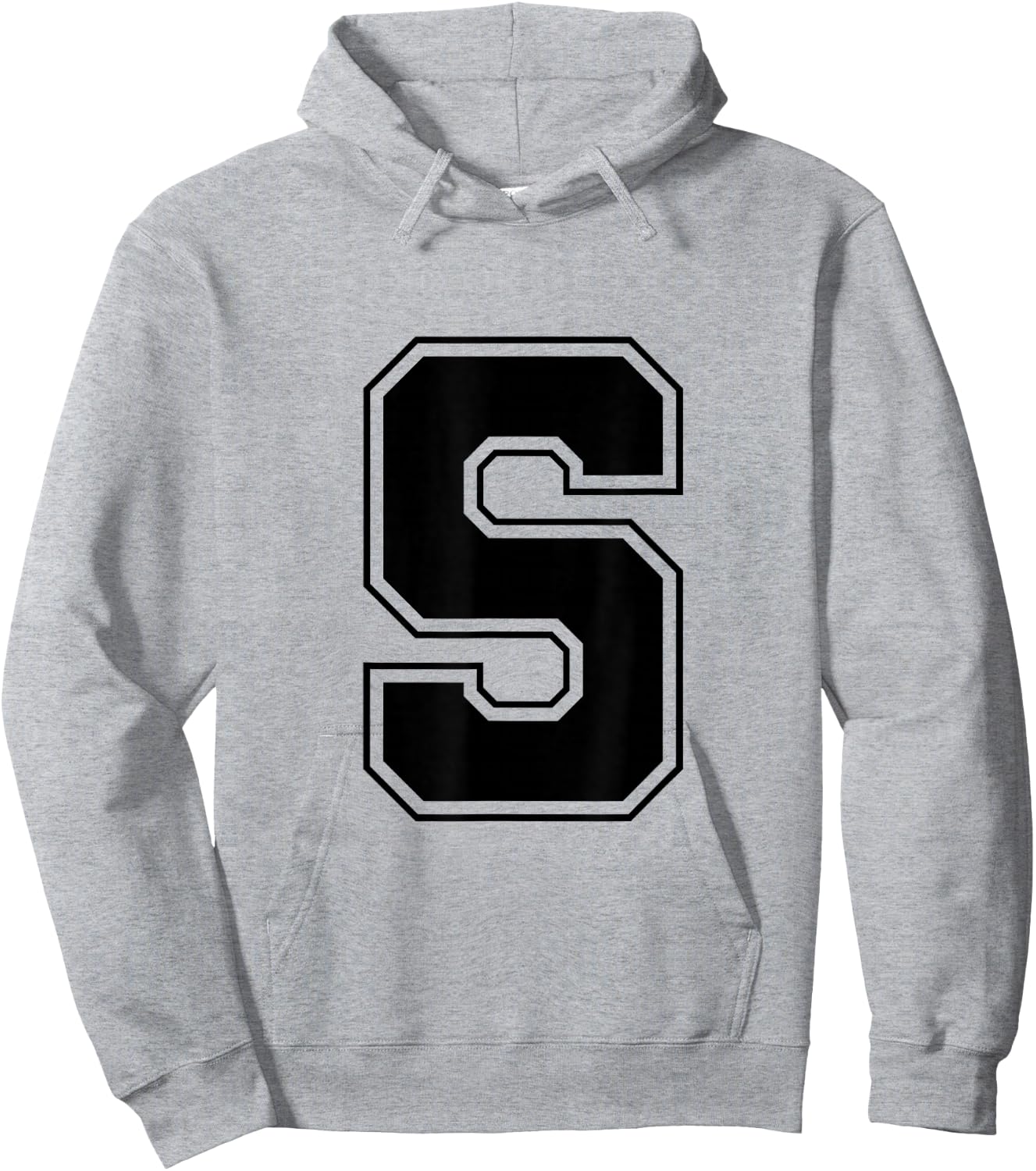 Letter S Big Bold Capital Varsity Alphabet Monogram Hoodie - Hoodie | Ash