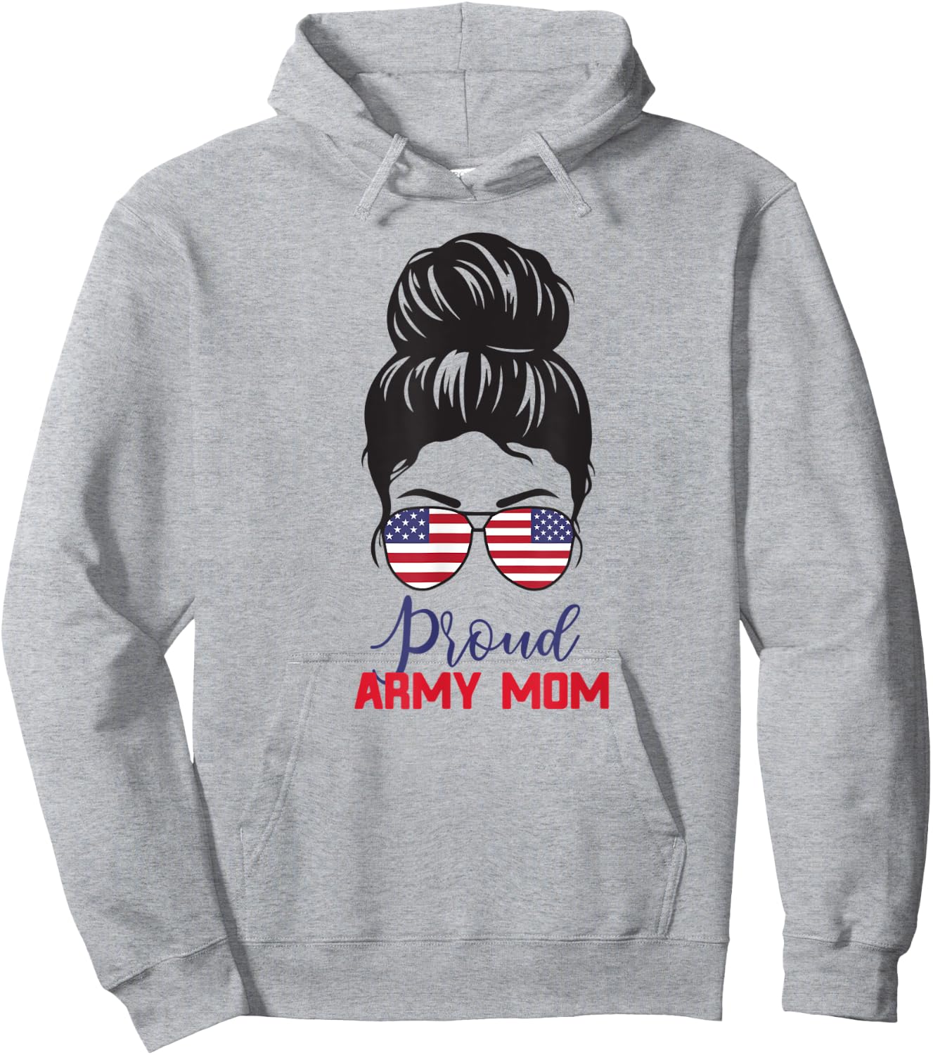 Proud Army Mom Messy Bun Soldier veterans day Hoodie - Hoodie | Ash