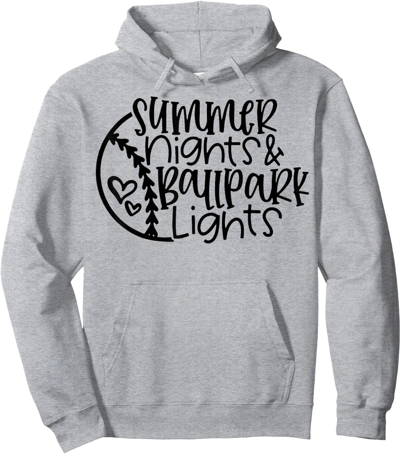 Summer Nights And Ballpark Lights Women Baseball Heart Quote Hoodie - Hoodie | Ash