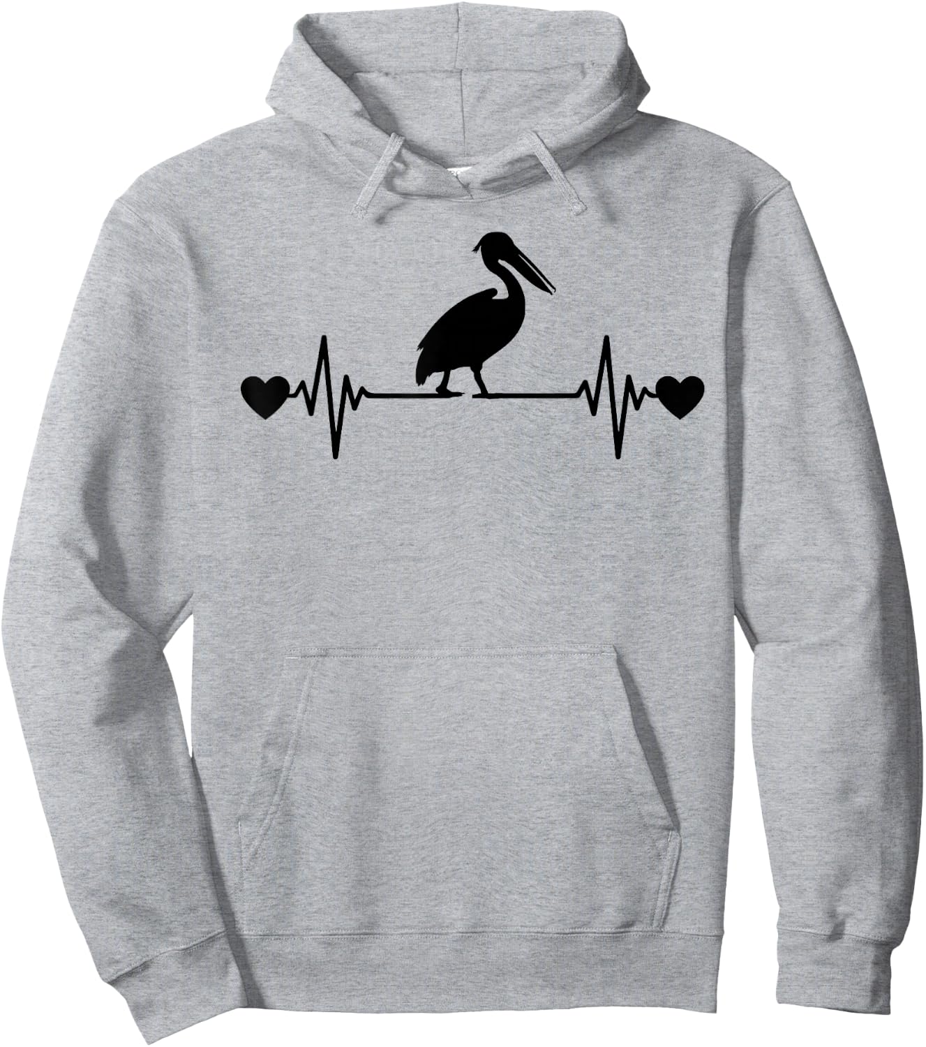 Funny Pelican Lover Men Women Heartbeat Design Pelican Hoodie - Hoodie | Ash
